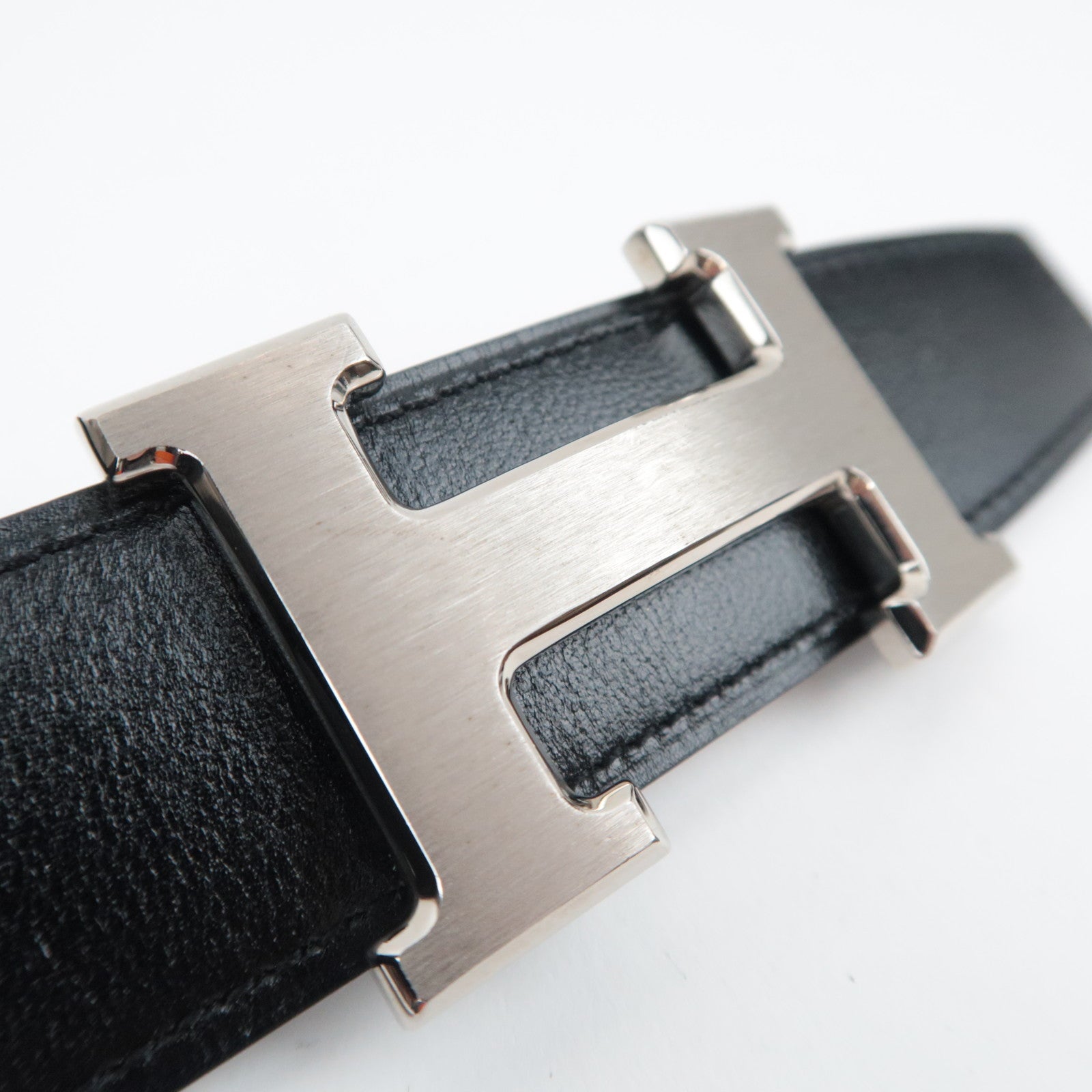 HERMES Constance H Reversible Leather Belt Size 80 Y Stamp (2020) Black Gray