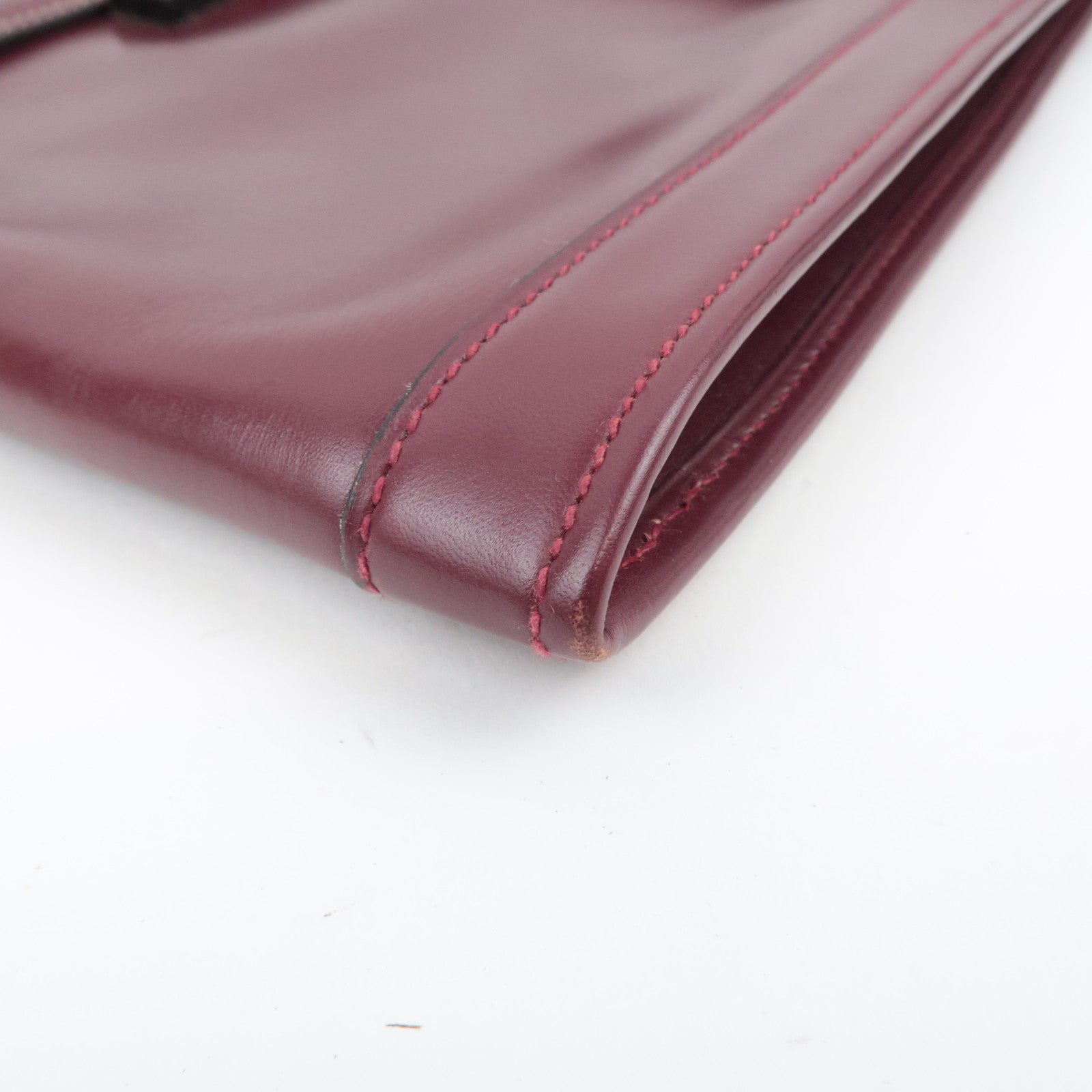 HERMES Jige GM Leather Clutch Bag 〇I Stamp (1979) Bordeaux