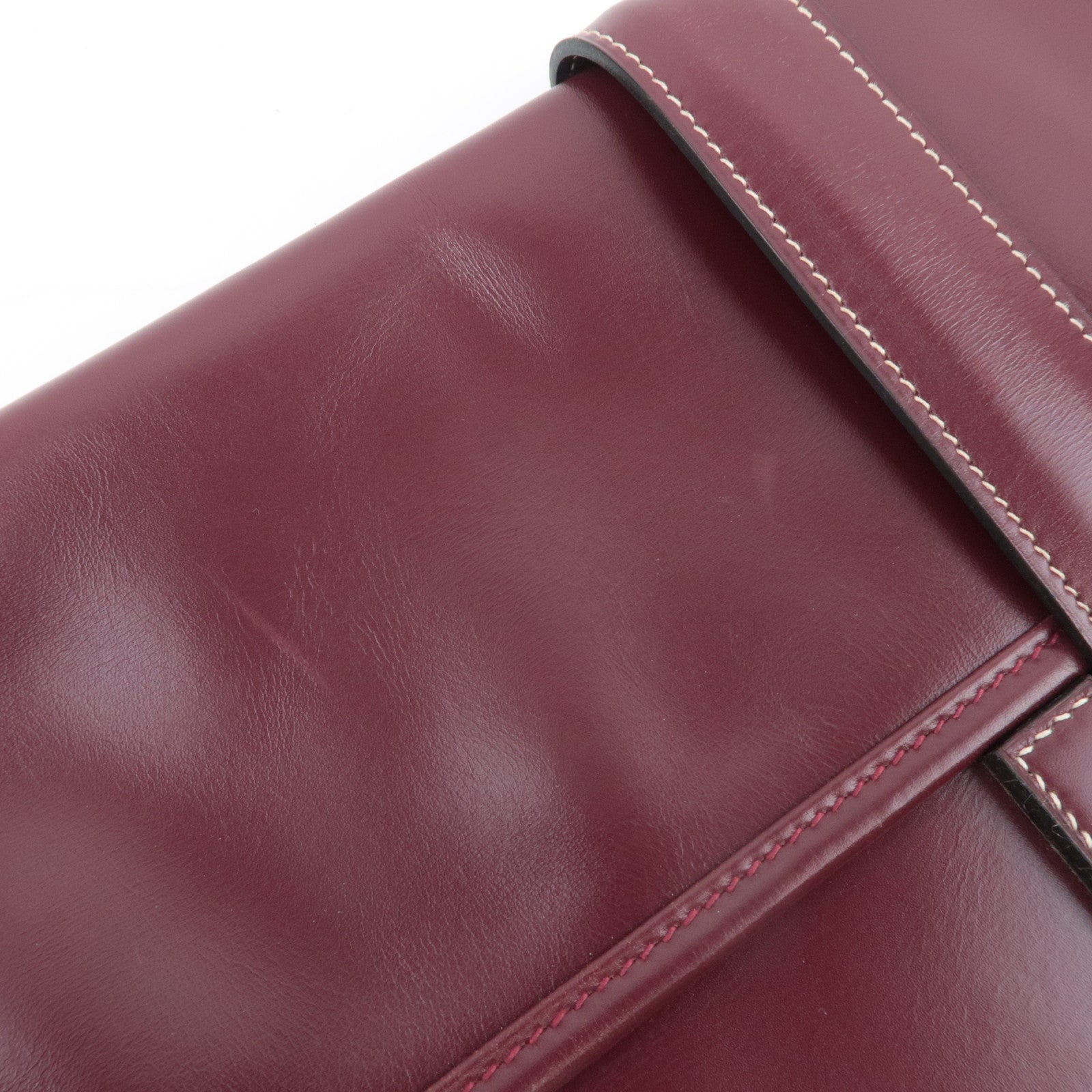 HERMES Jige GM Leather Clutch Bag 〇I Stamp (1979) Bordeaux