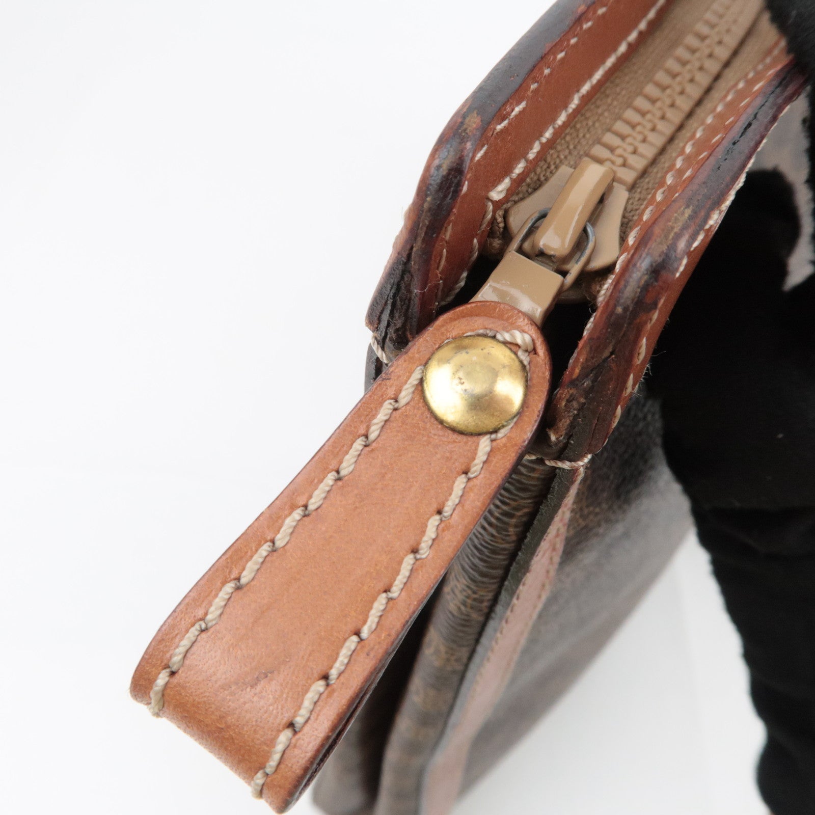 CELINE Macadam PVC Leather Clutch Bag Brown
