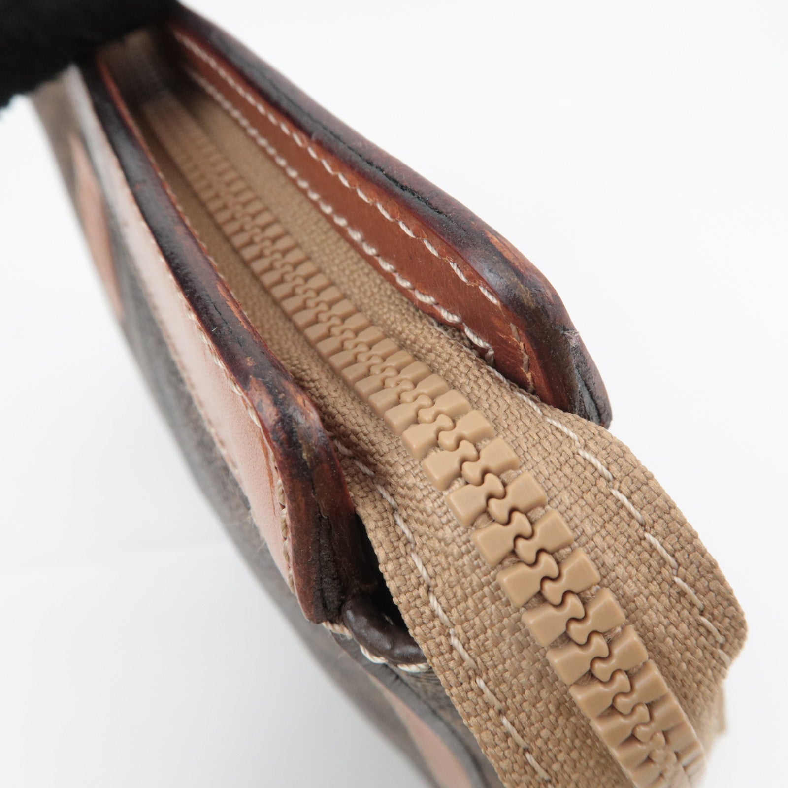 CELINE Macadam PVC Leather Clutch Bag Brown