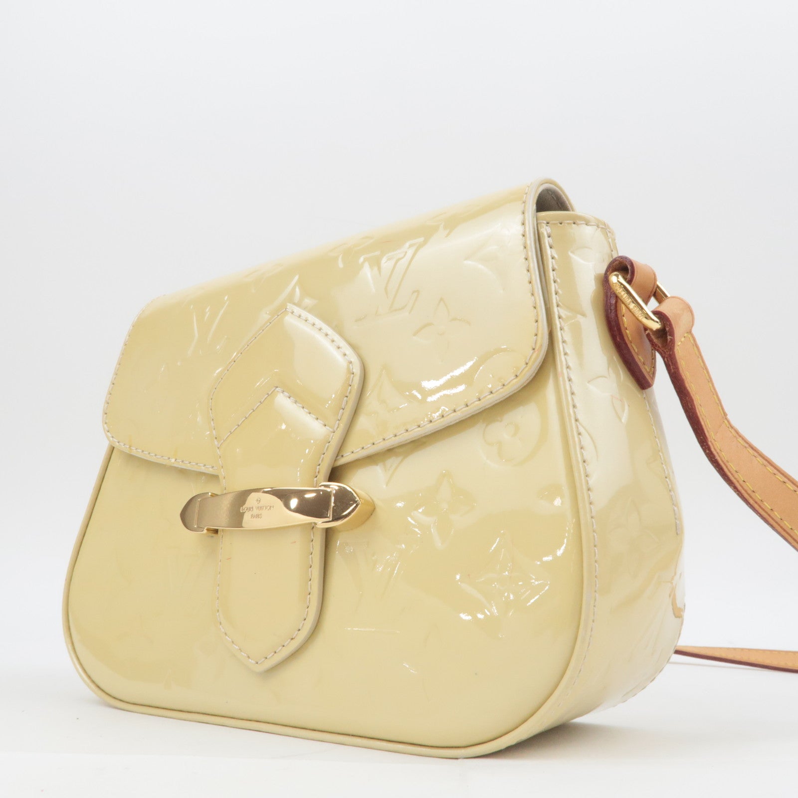 Louis Vuitton Monogram Vernis Bellflower PM Shoulder Bag Blanc Corail M91731