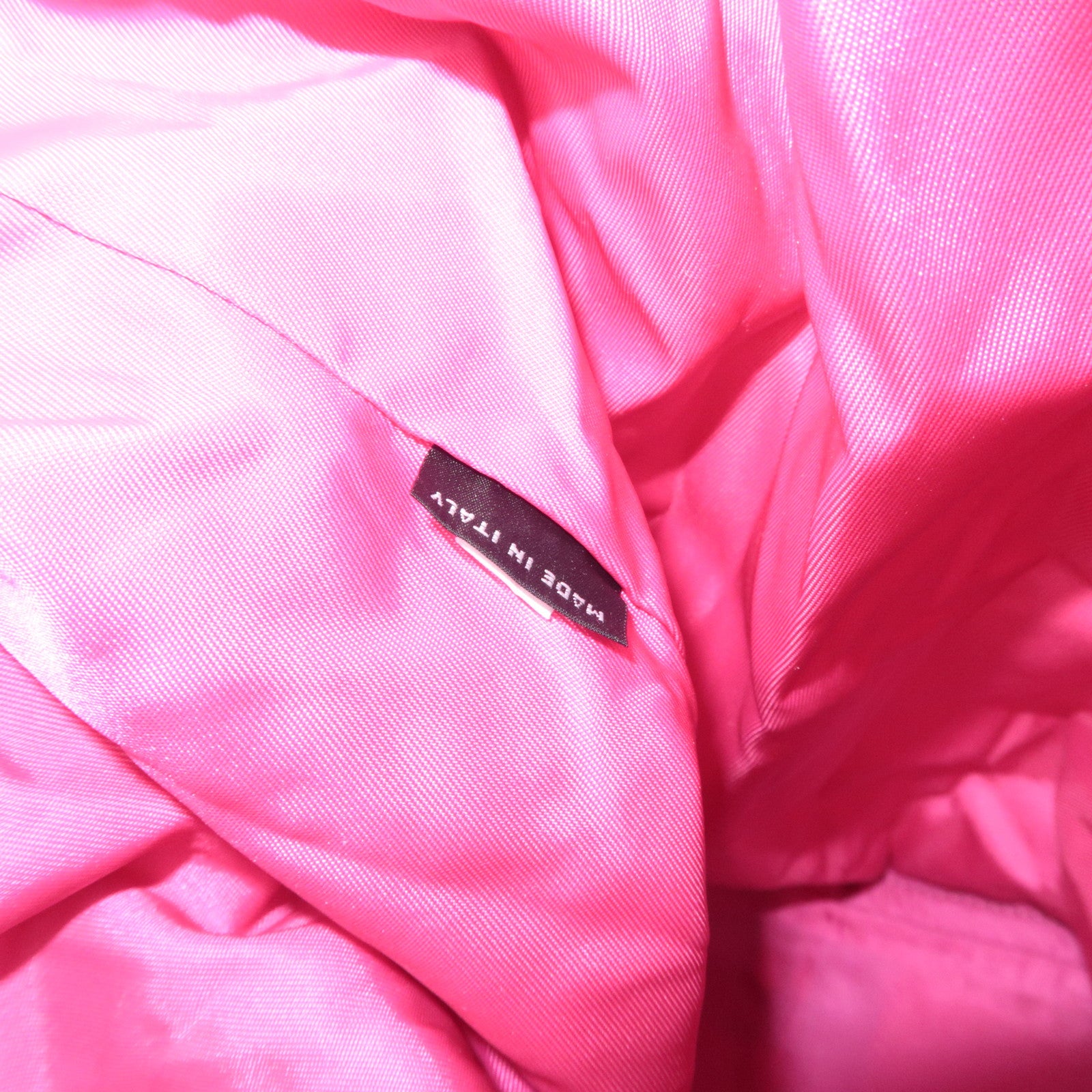 PRADA Nylon Packable Drawstring Bucket Bag Small Leather Pouch Pink Black