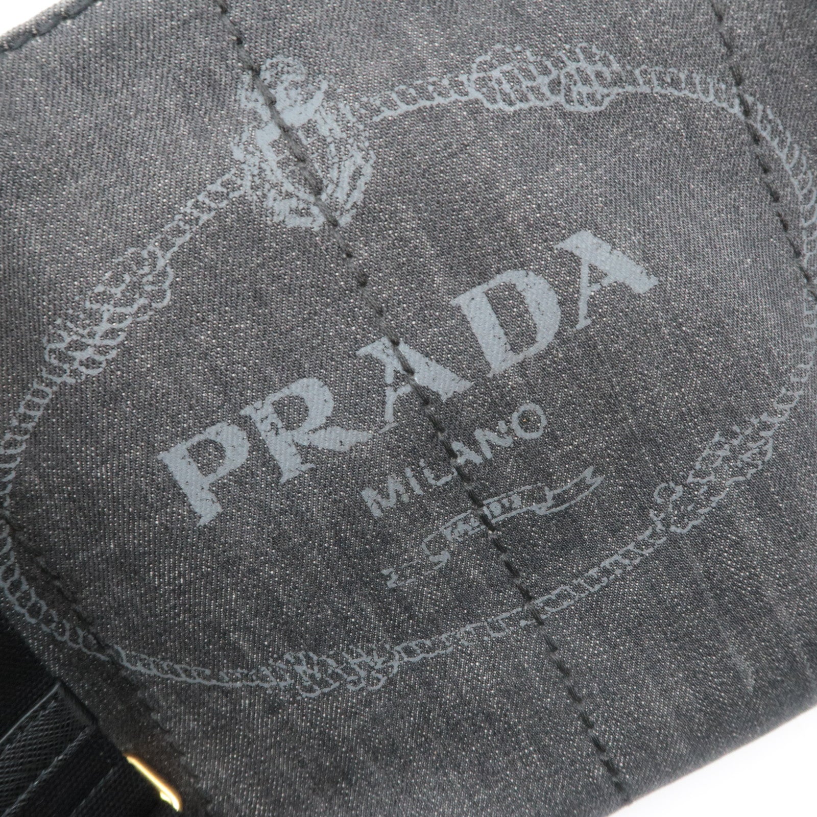 PRADA Canapa Medium 2Way Denim Tote Bag Black 1BG642
