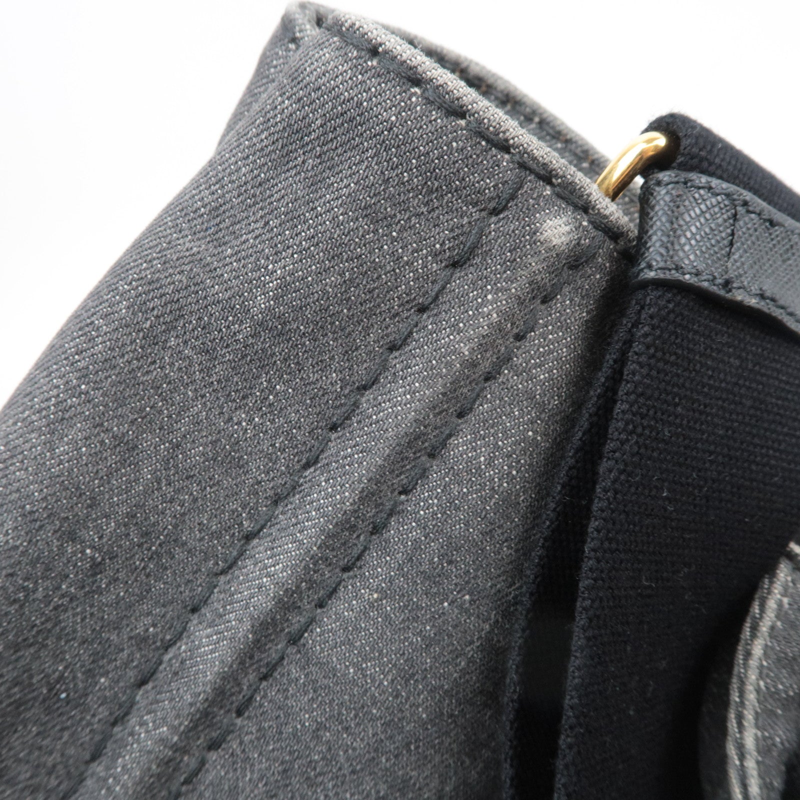 PRADA Canapa Medium 2Way Denim Tote Bag Black 1BG642