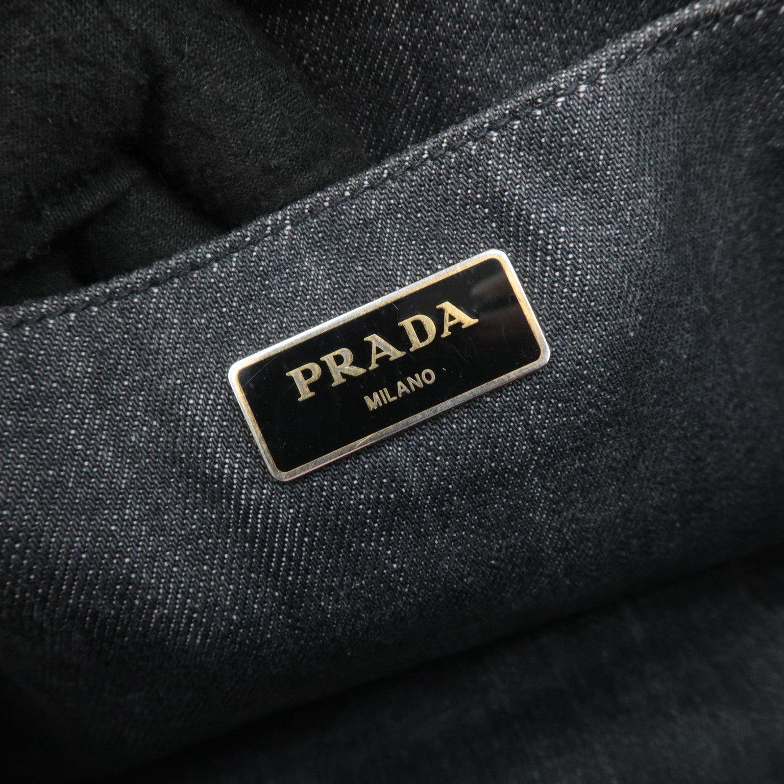 PRADA Canapa Medium 2Way Denim Tote Bag Black 1BG642