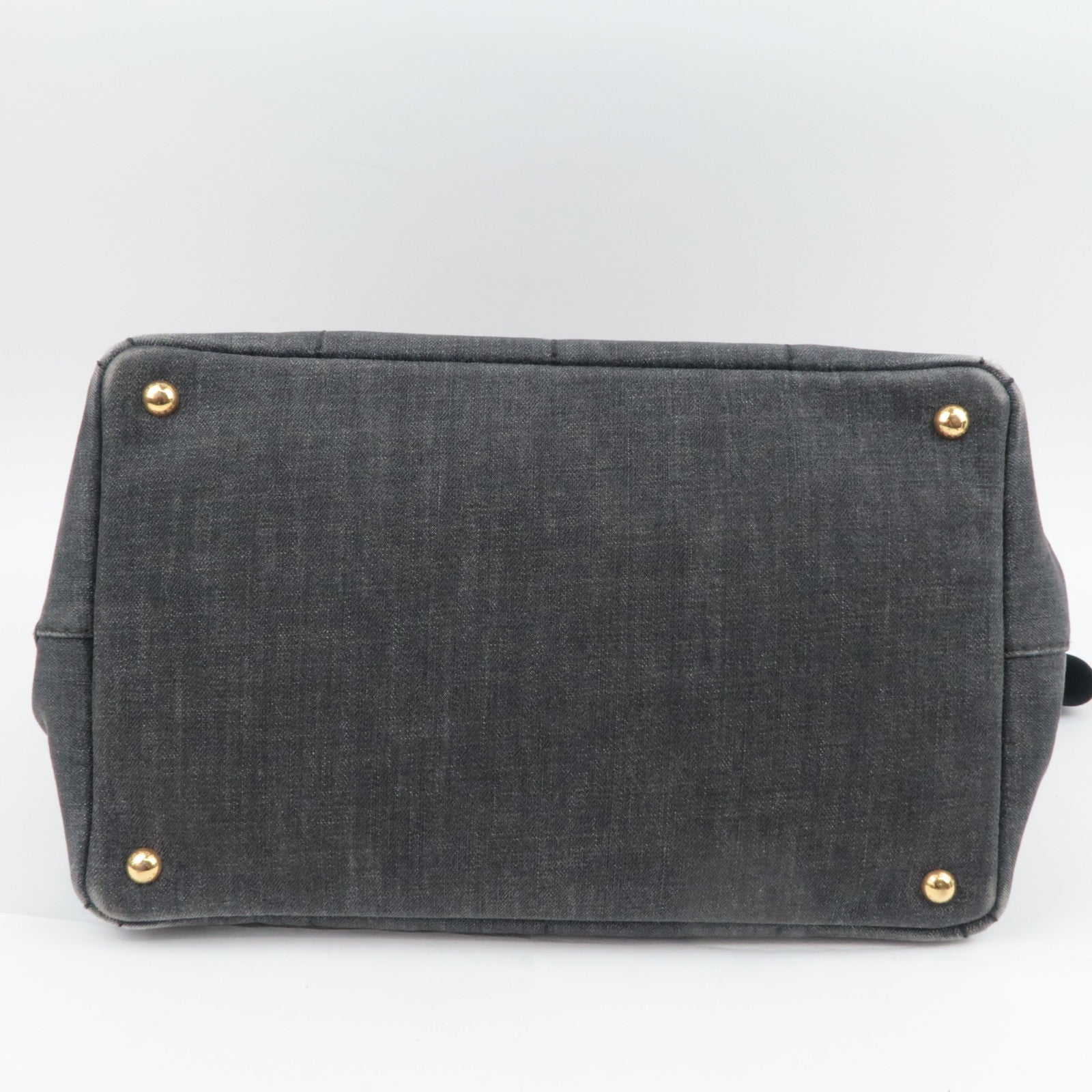 PRADA Canapa Medium 2Way Denim Tote Bag Black 1BG642