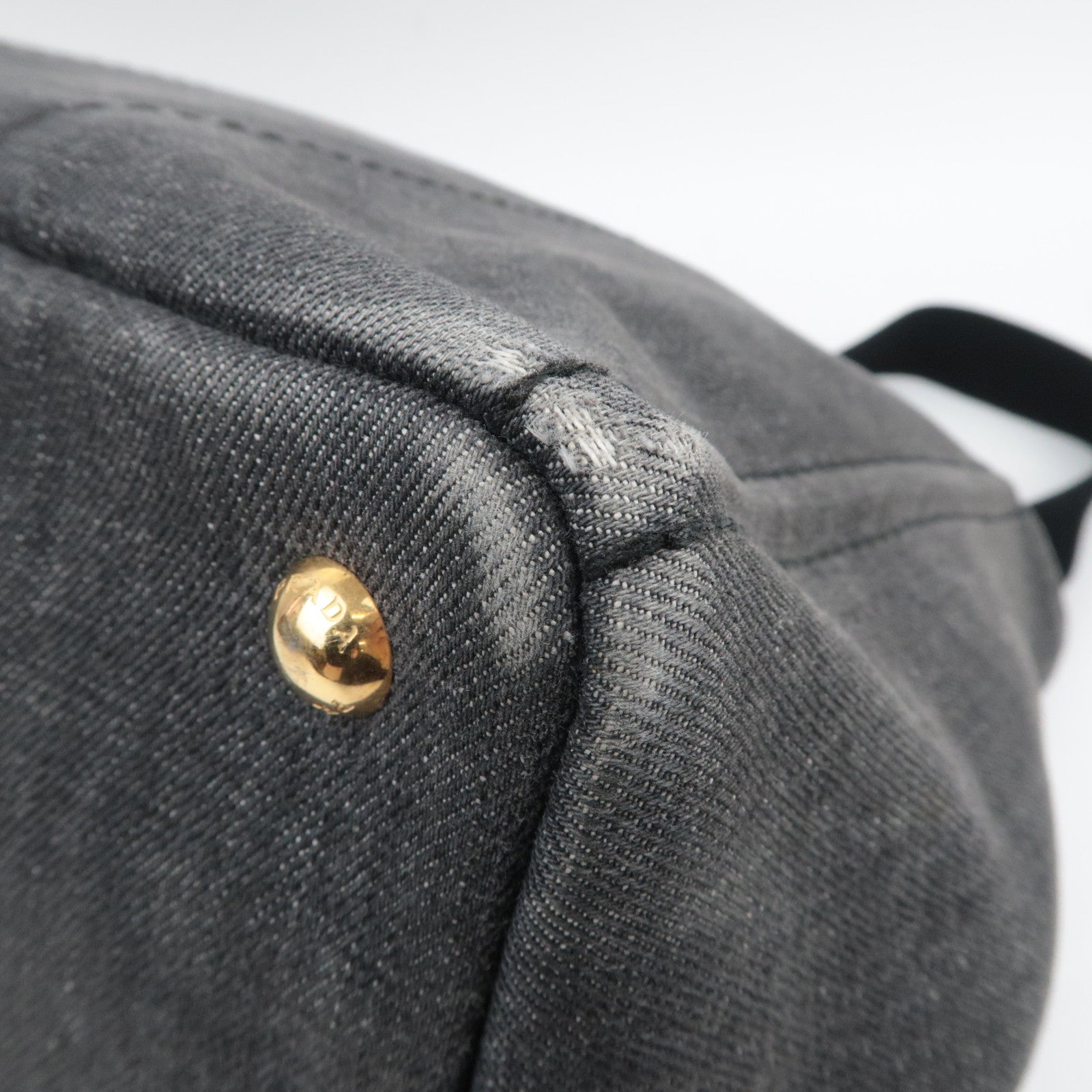 PRADA Canapa Medium 2Way Denim Tote Bag Black 1BG642