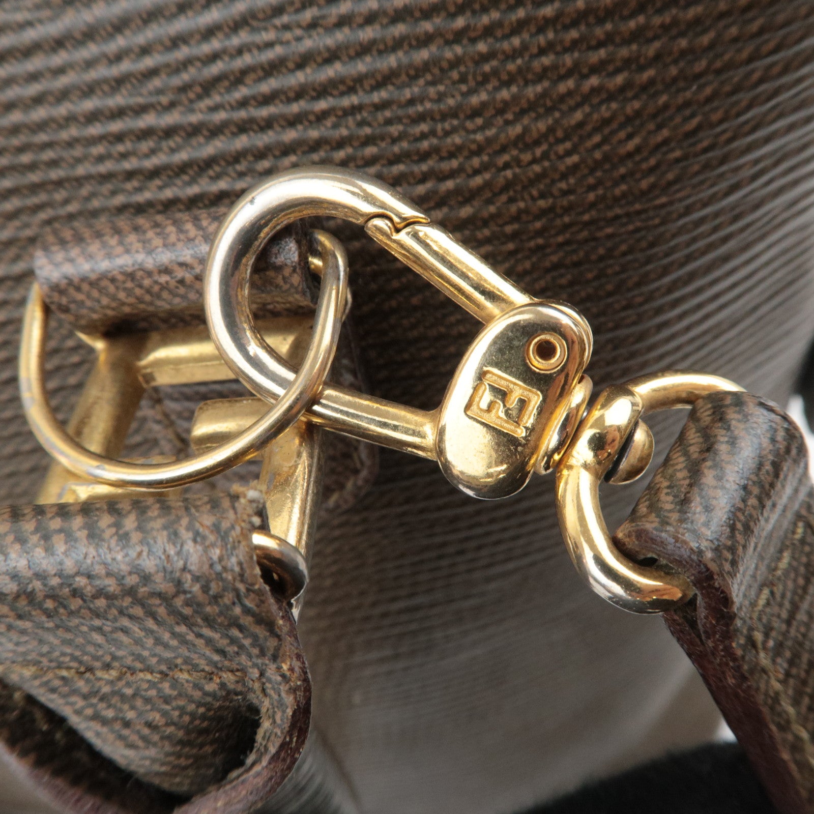 FENDI 2Way Leather Handbag Brown