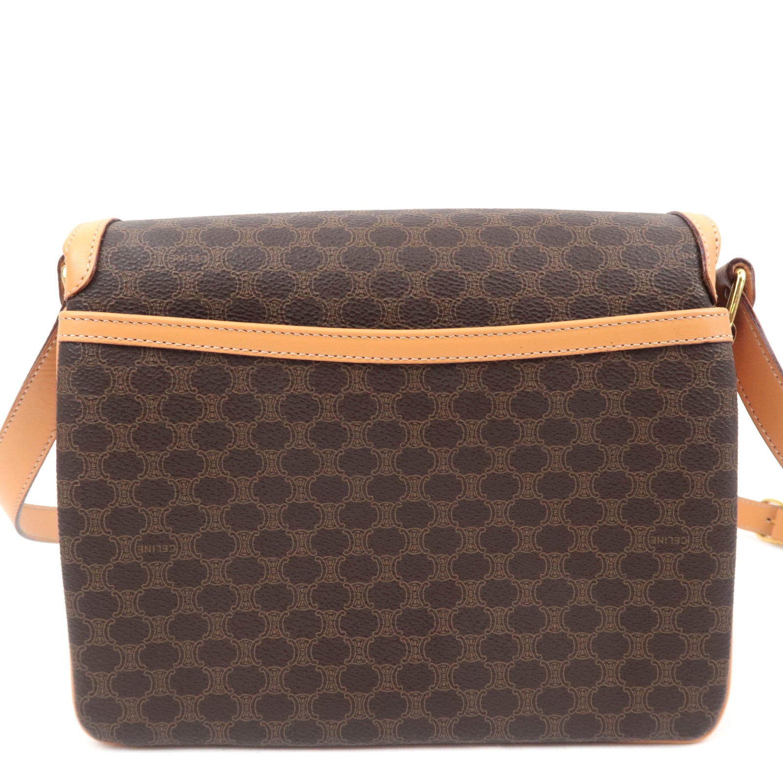 CELINE Macadam PVC Leather Shoulder Bag Brown