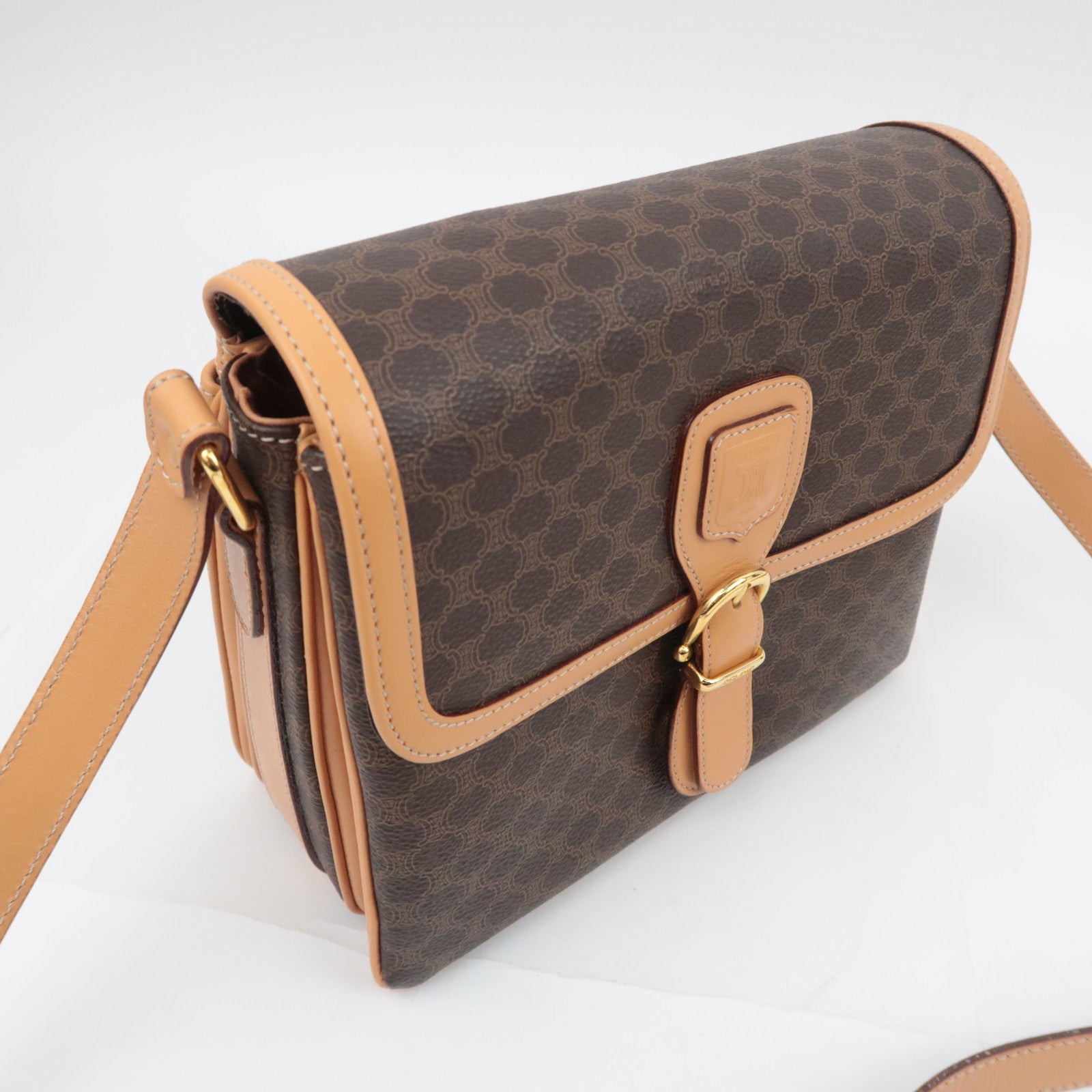 CELINE Macadam PVC Leather Shoulder Bag Brown