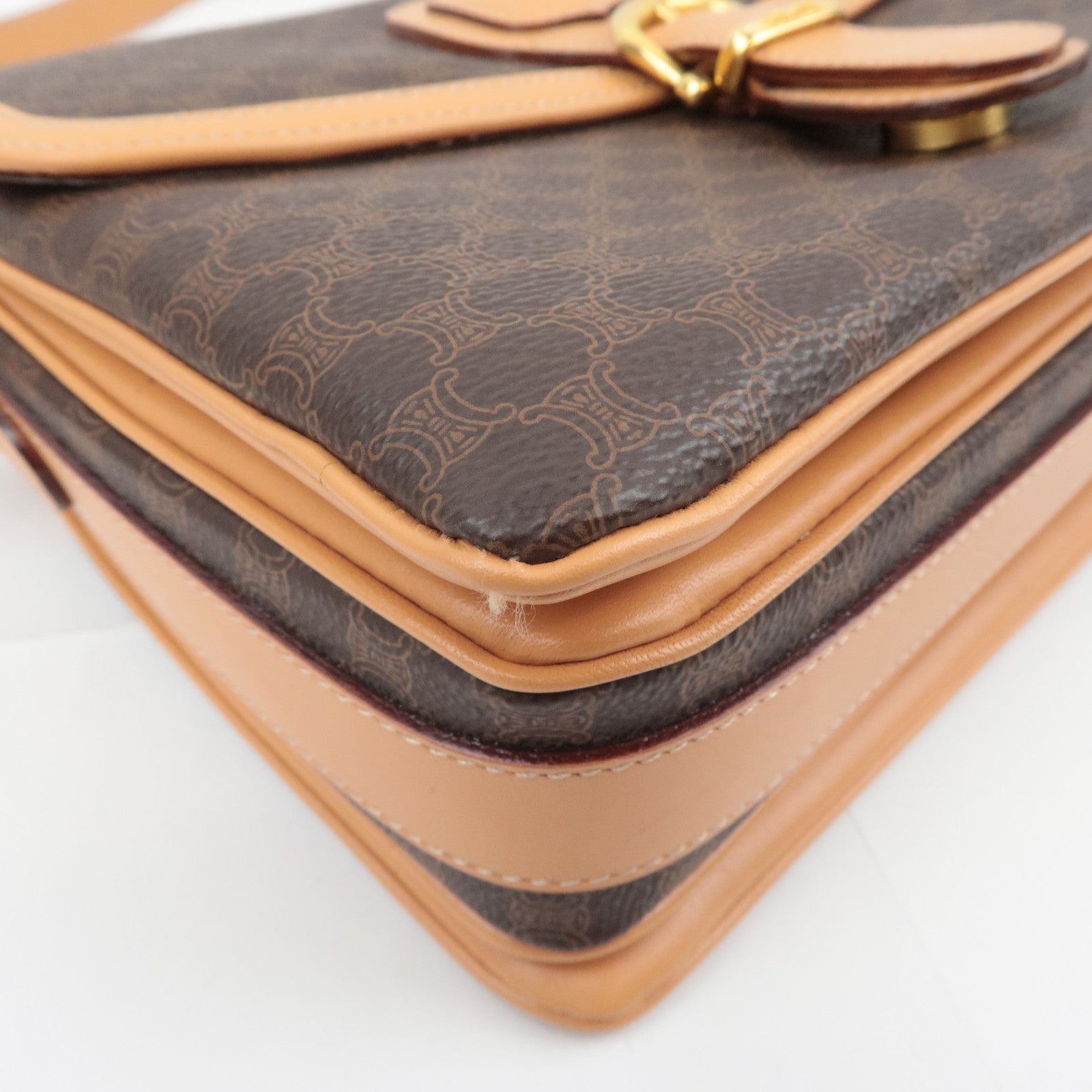 CELINE Macadam PVC Leather Shoulder Bag Brown