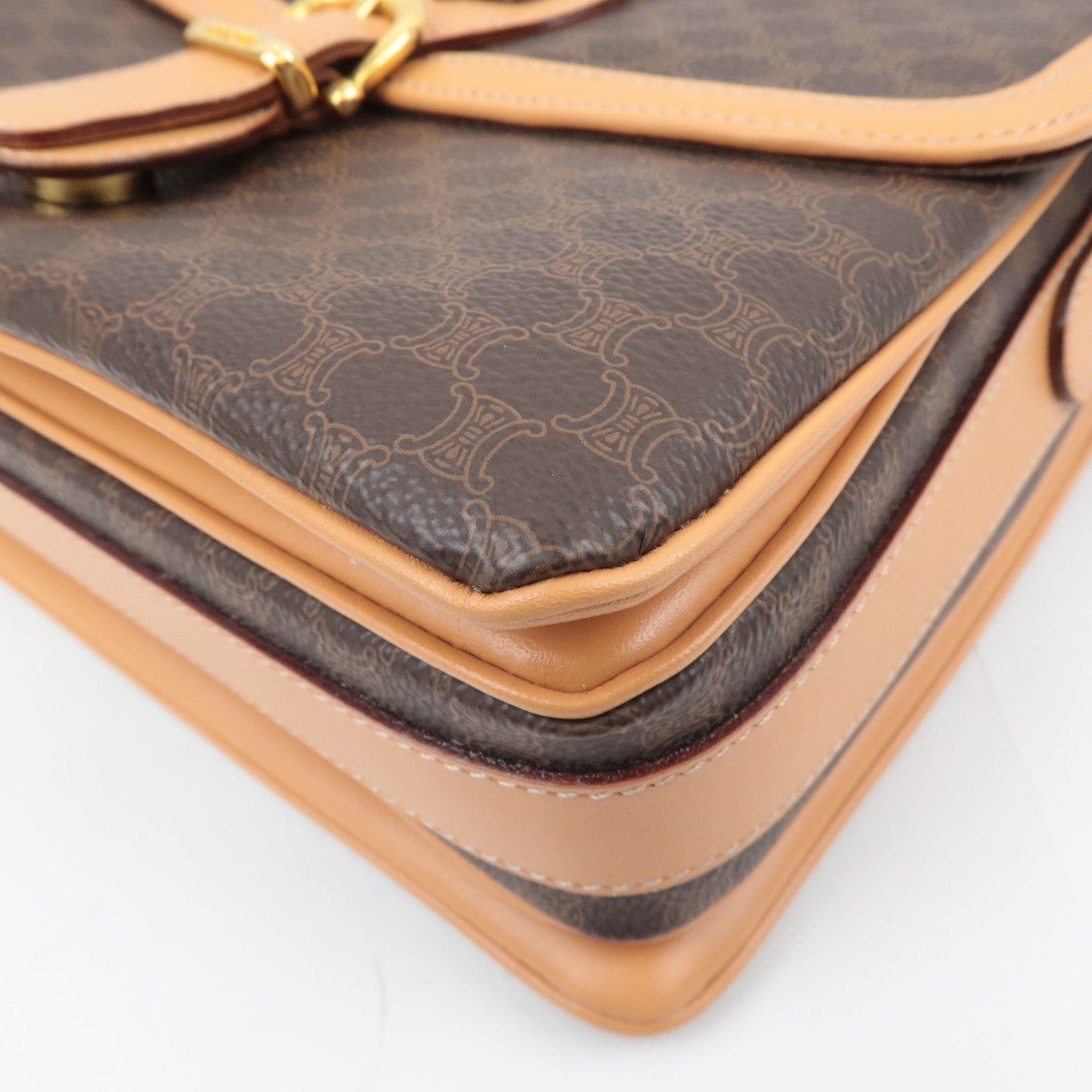 CELINE Macadam PVC Leather Shoulder Bag Brown