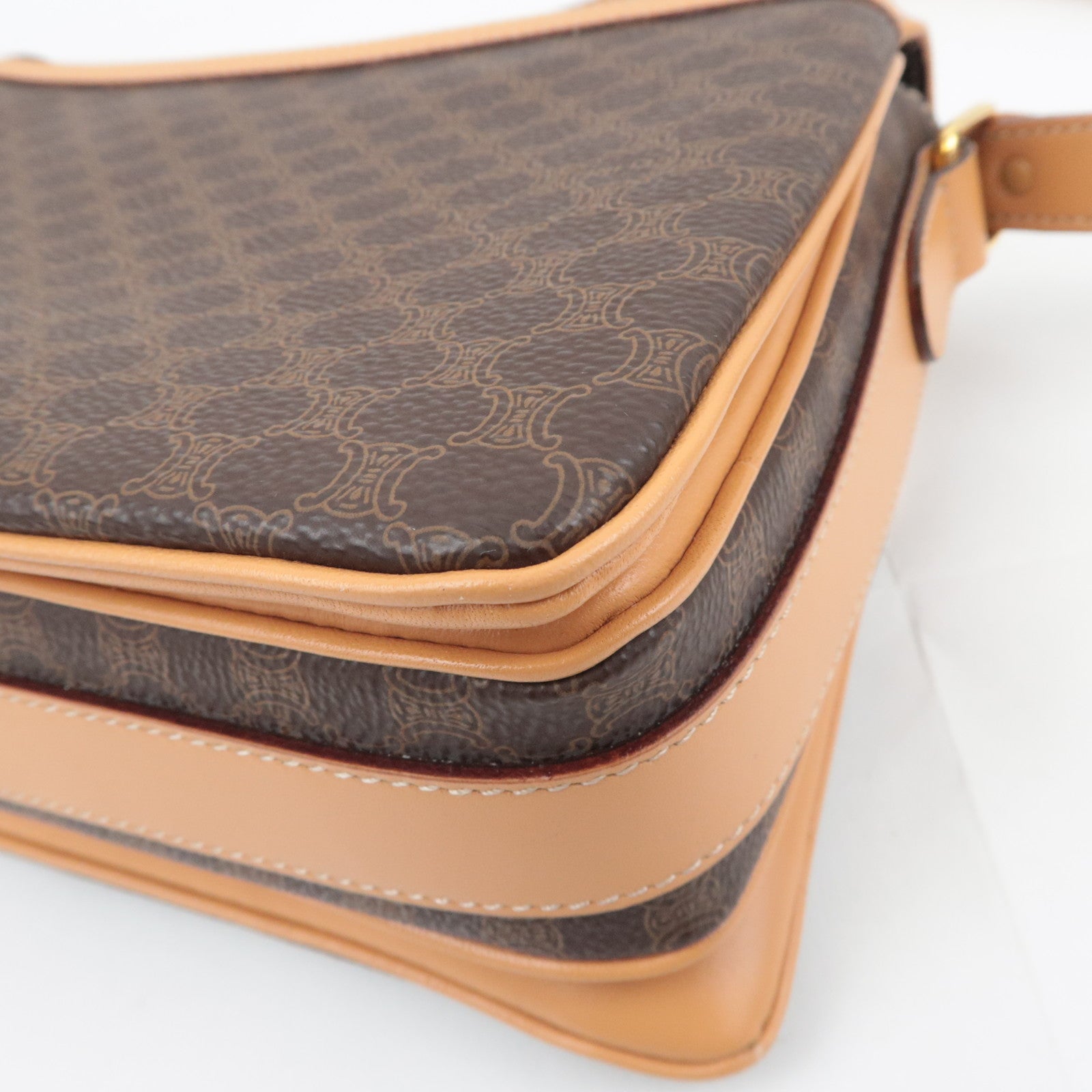CELINE Macadam PVC Leather Shoulder Bag Brown