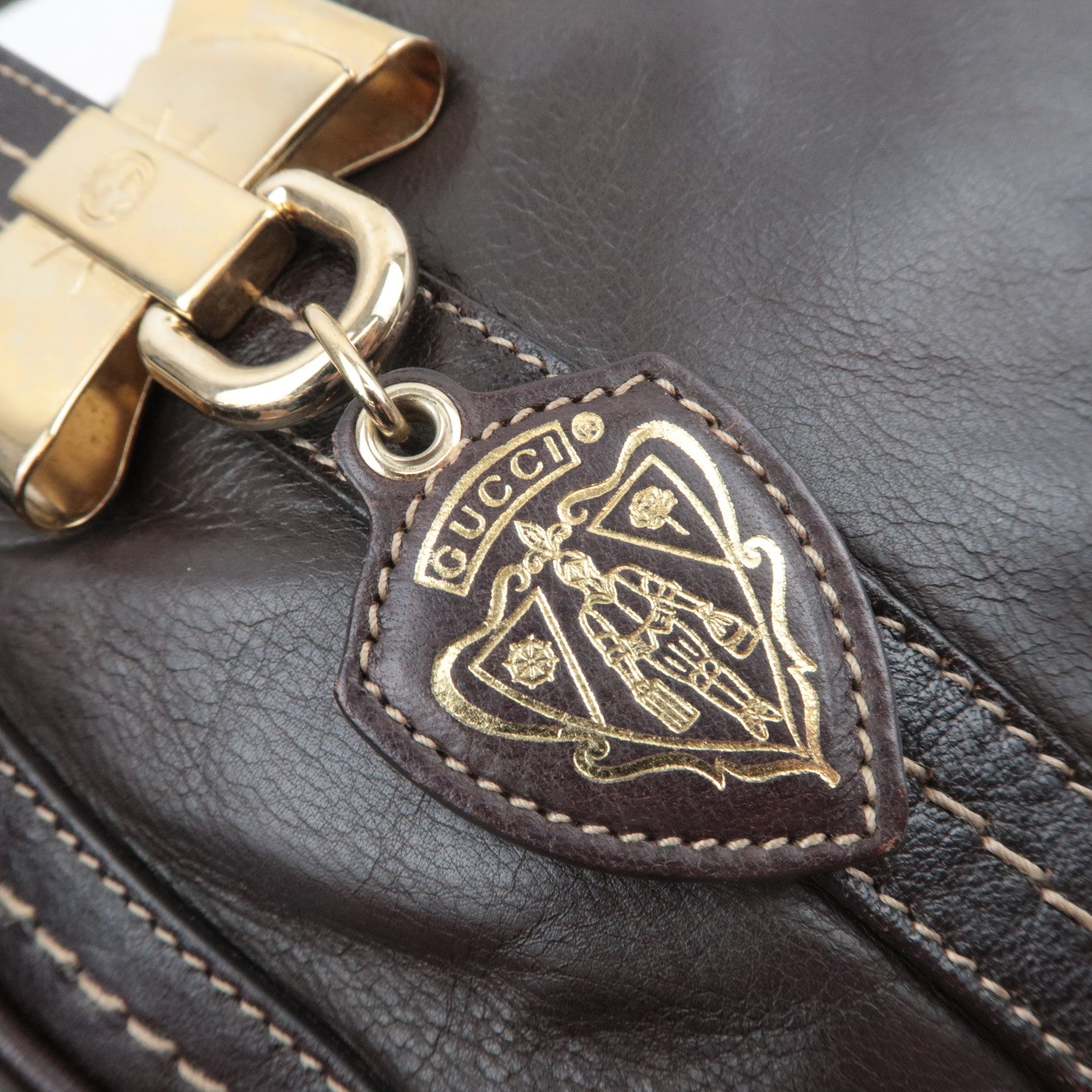 GUCCI Duchessa Leather Handbag Brown 181487