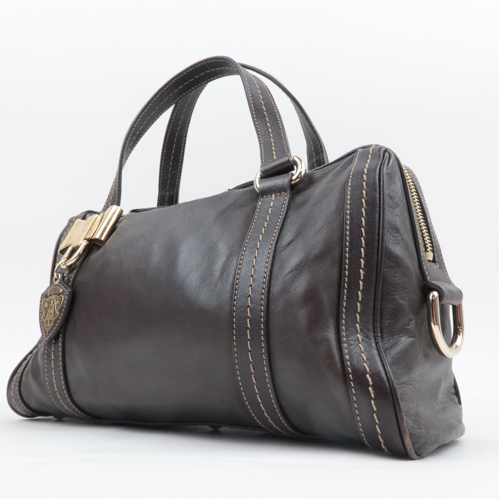 GUCCI Duchessa Leather Handbag Brown 181487