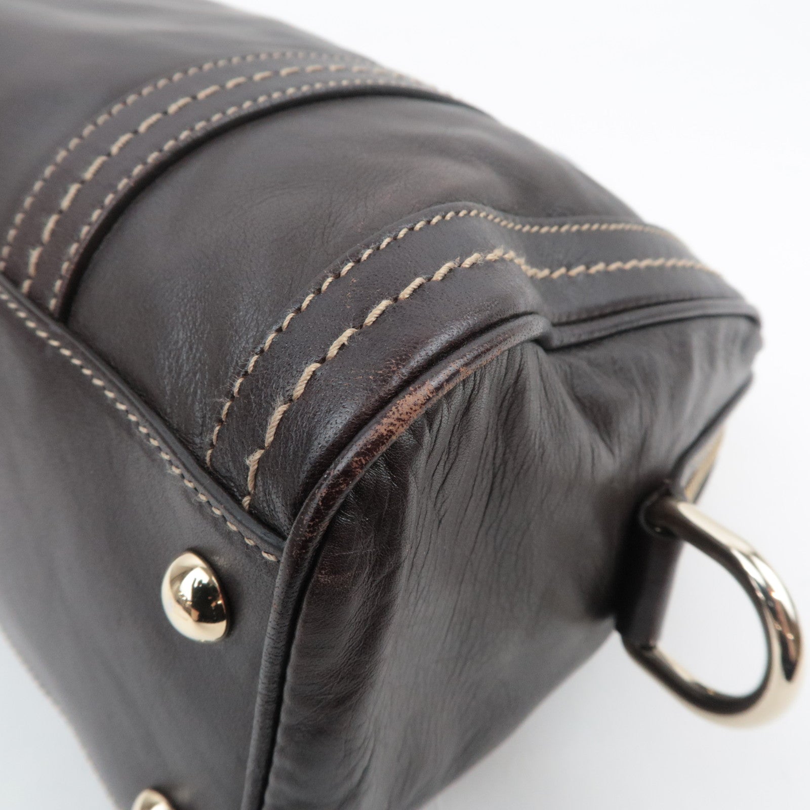GUCCI Duchessa Leather Handbag Brown 181487