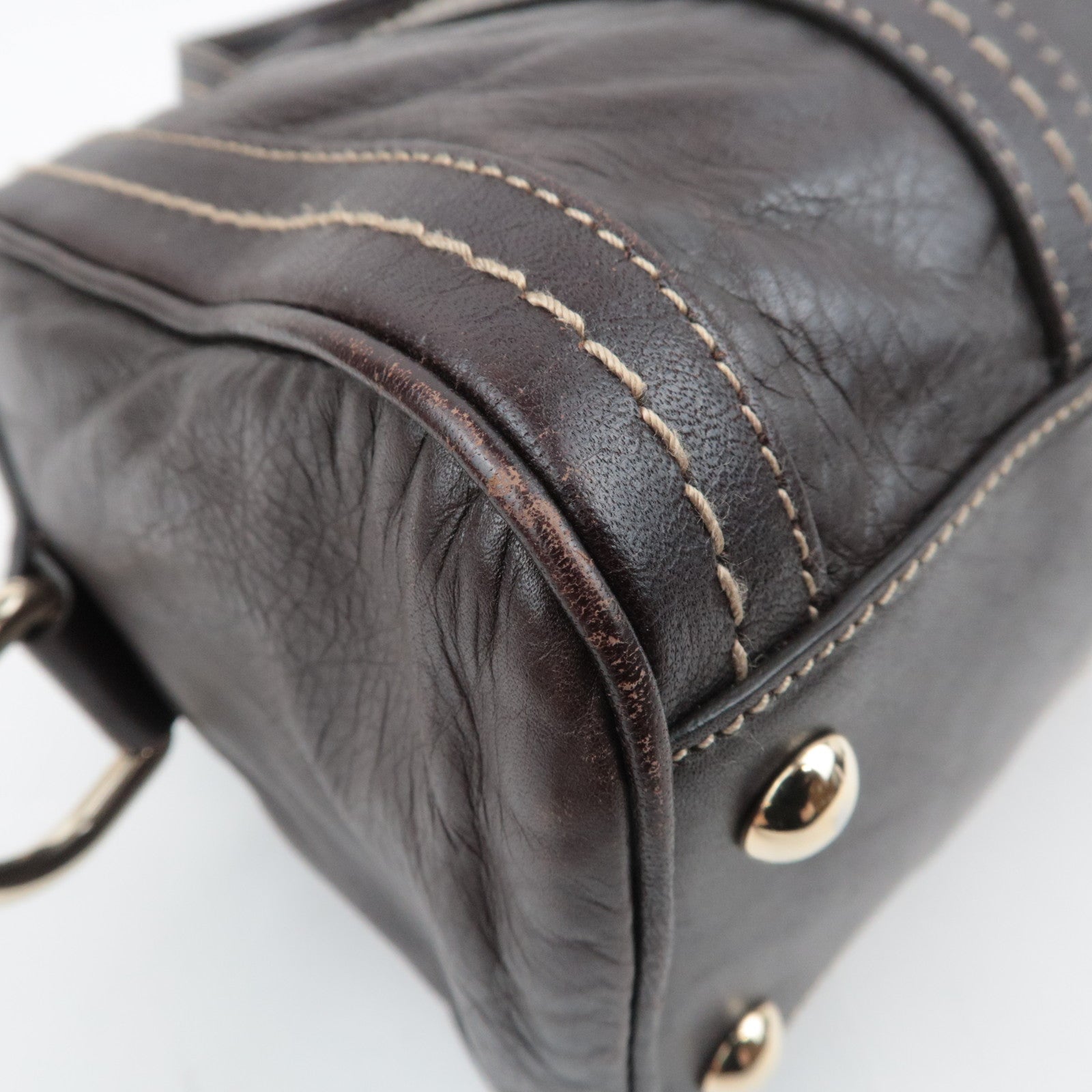 GUCCI Duchessa Leather Handbag Brown 181487