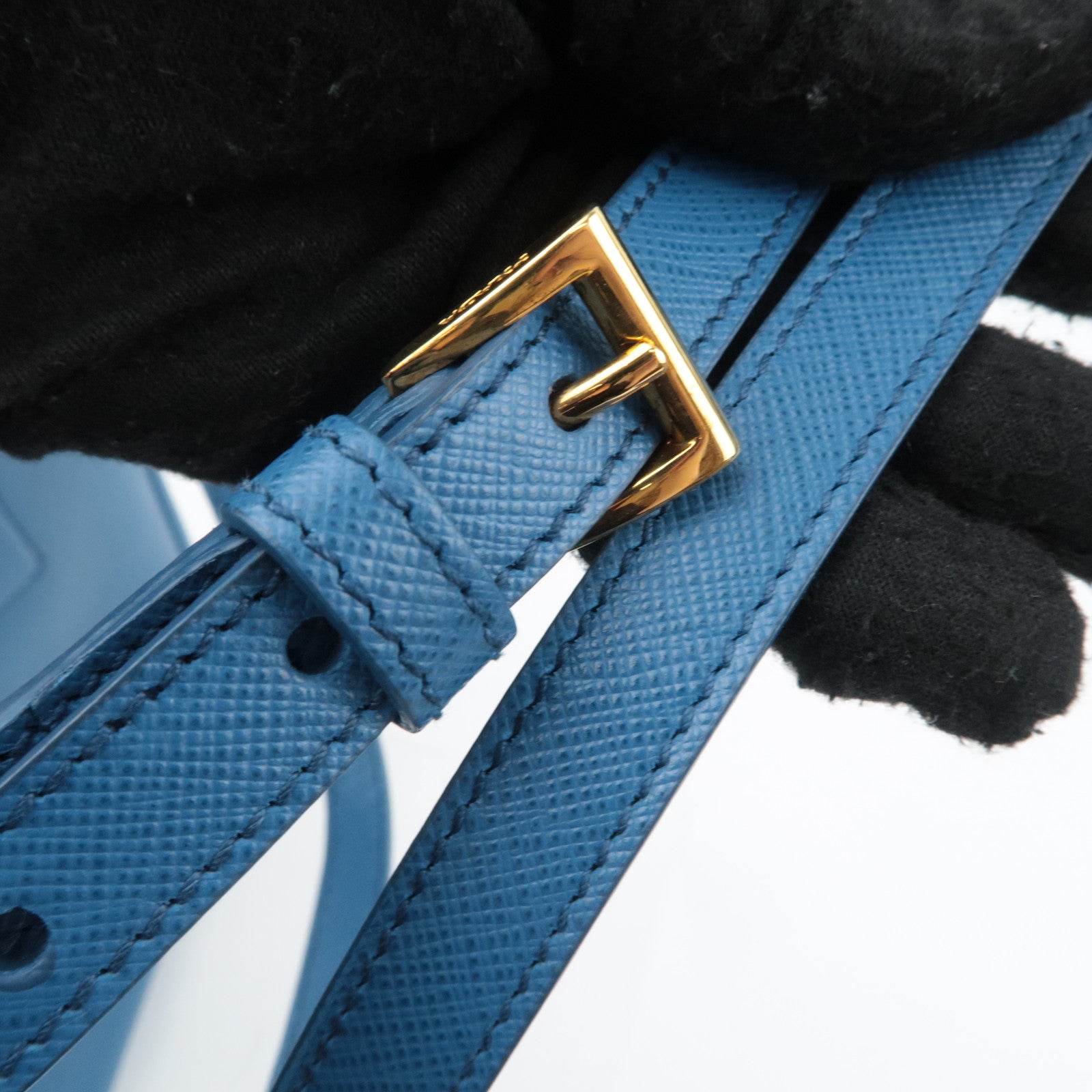 PRADA Galleria Saffiano 2Way Leather Handbag Blue