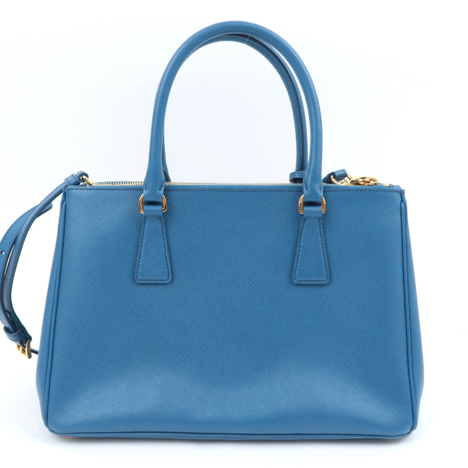 PRADA Galleria Saffiano 2Way Leather Handbag Blue