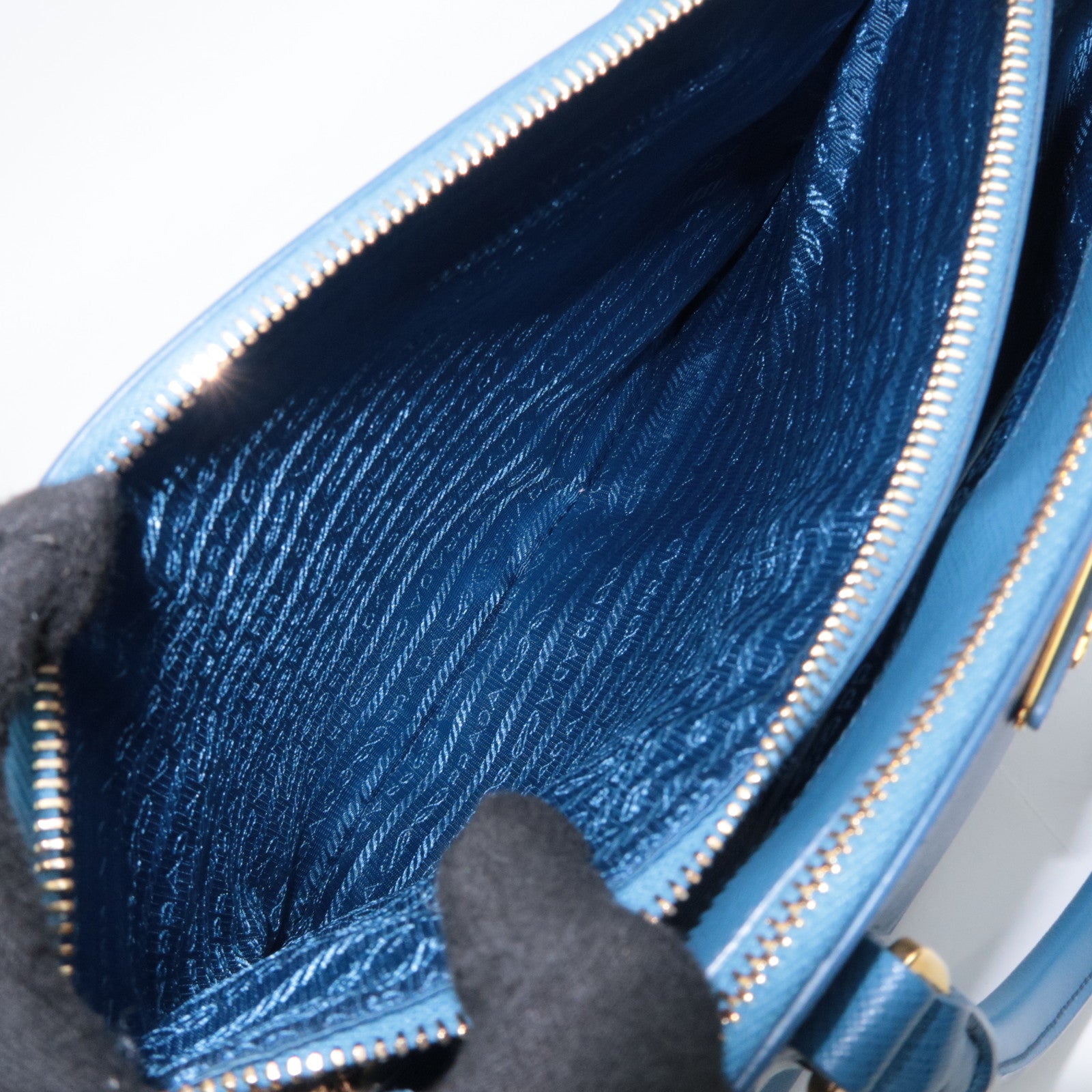 PRADA Galleria Saffiano 2Way Leather Handbag Blue