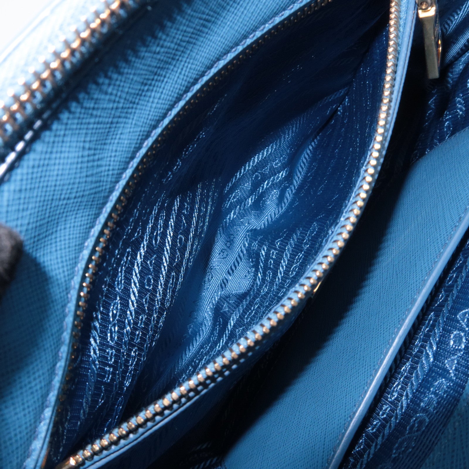 PRADA Galleria Saffiano 2Way Leather Handbag Blue