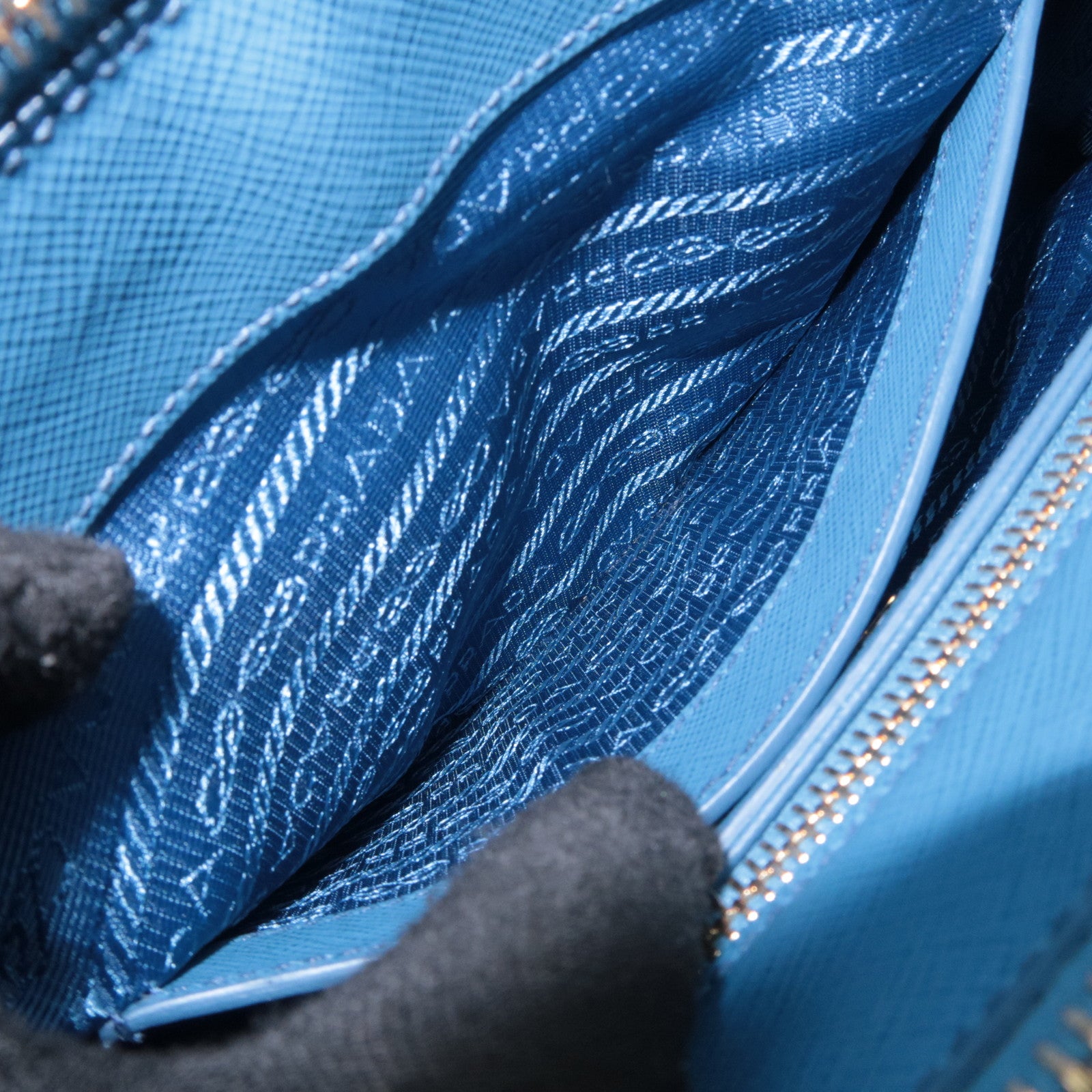 PRADA Galleria Saffiano 2Way Leather Handbag Blue