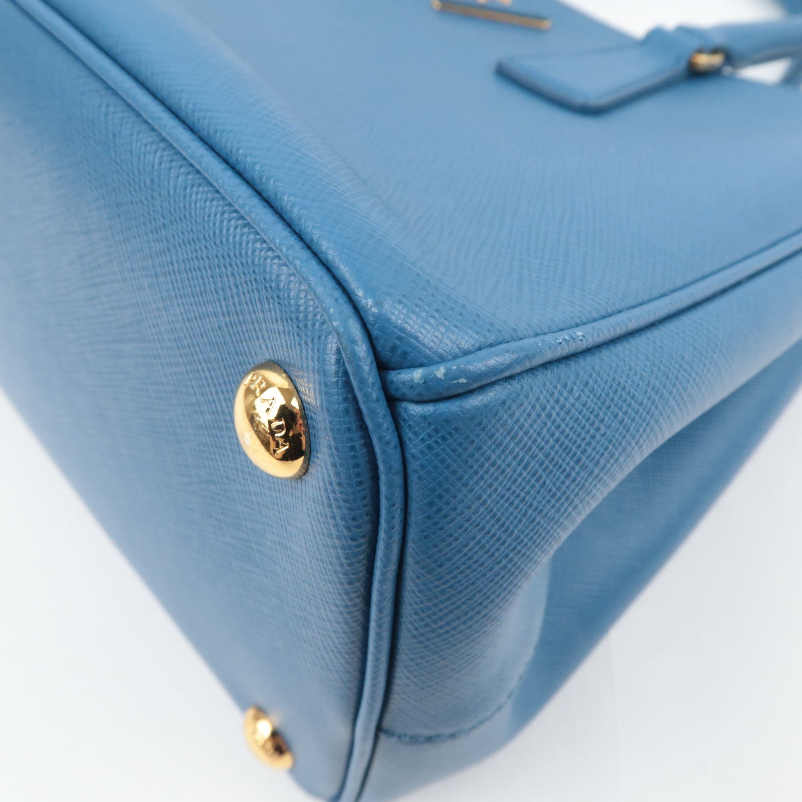 PRADA Galleria Saffiano 2Way Leather Handbag Blue