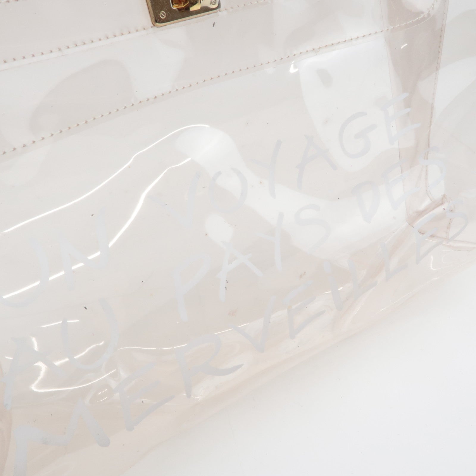 HERMES Vinyl Kelly Handbag Clear