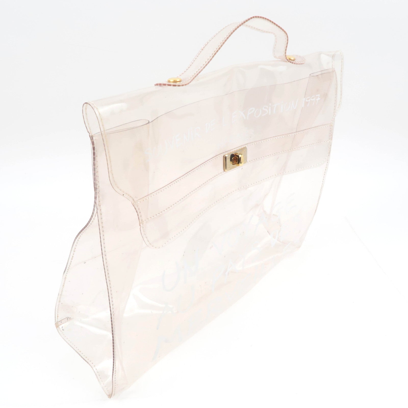 HERMES Vinyl Kelly Handbag Clear