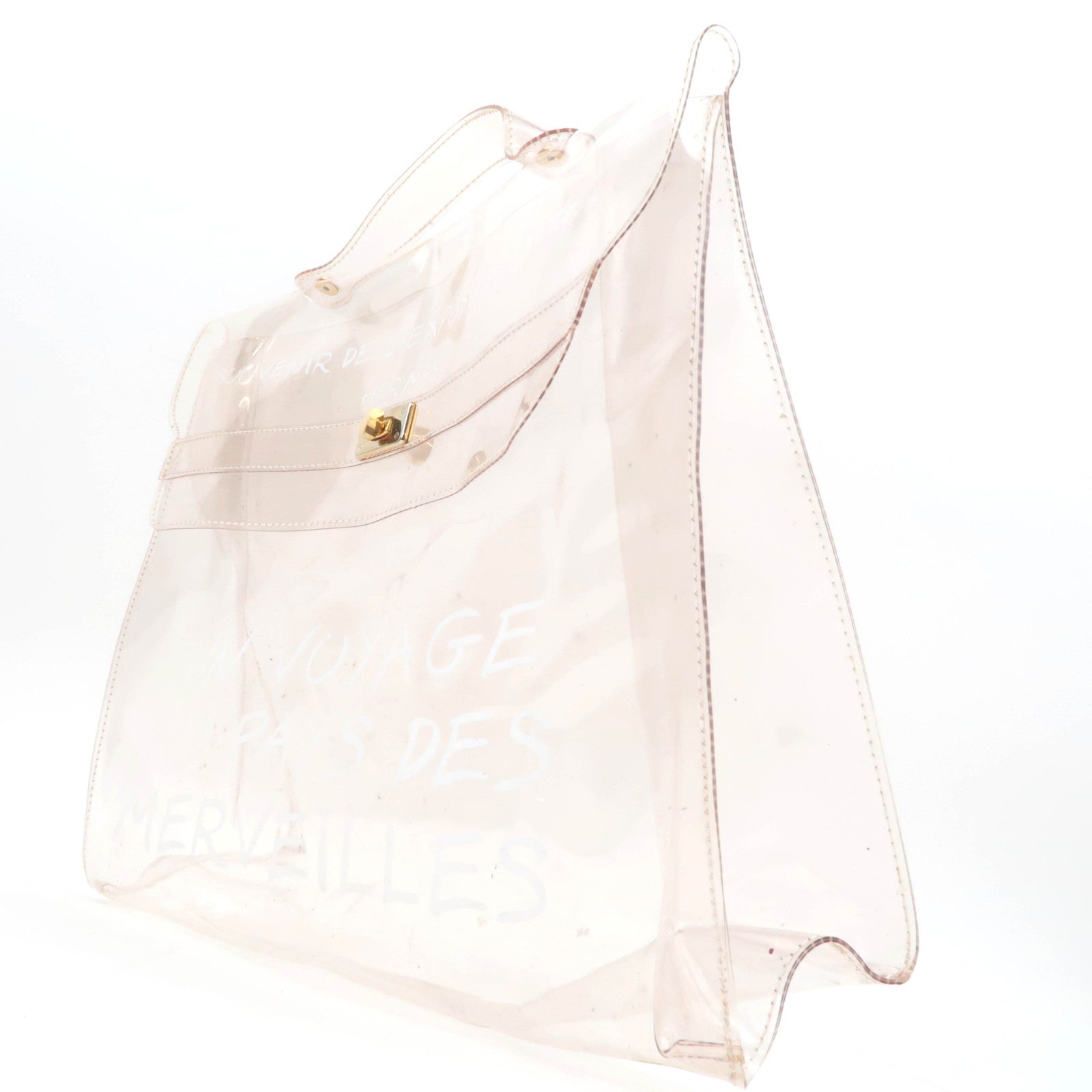 HERMES Vinyl Kelly Handbag Clear