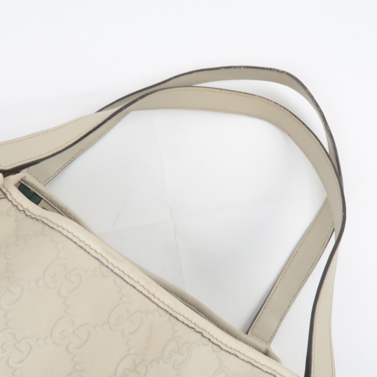 GUCCI Abbey Guccissima Leather Tote Bag Ivory 130736