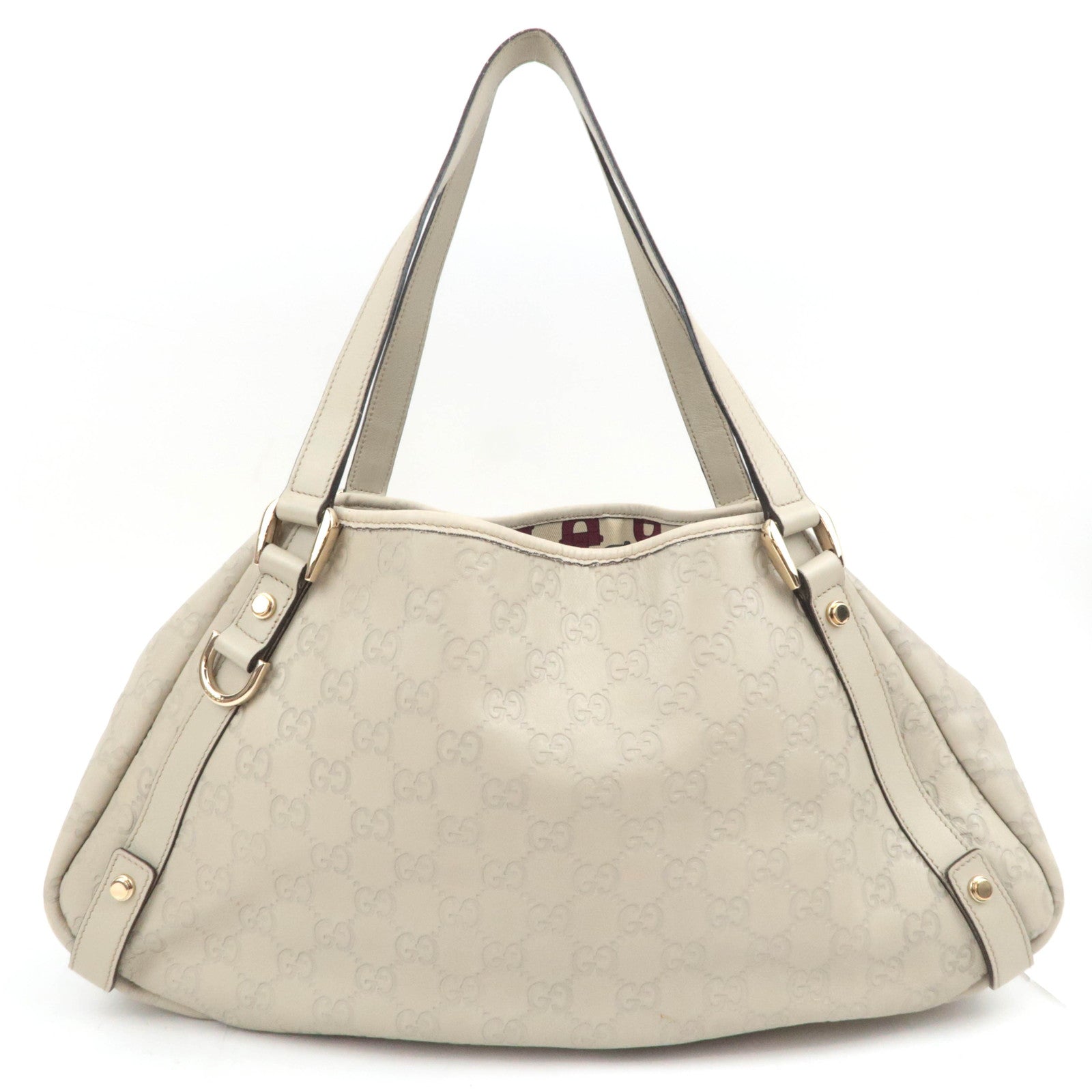 GUCCI Abbey Guccissima Leather Tote Bag Ivory 130736