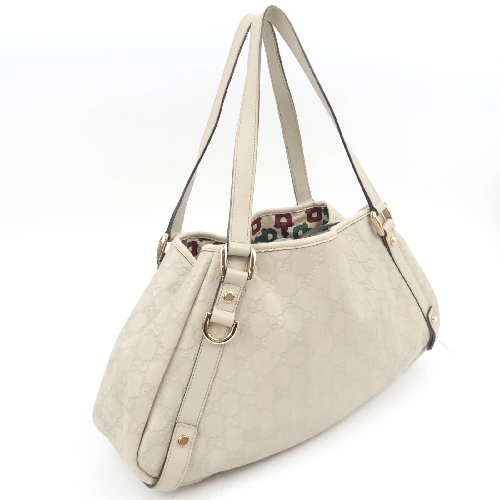 GUCCI Abbey Guccissima Leather Tote Bag Ivory 130736