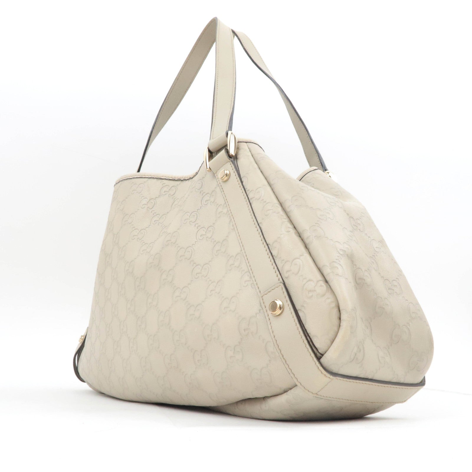 GUCCI Abbey Guccissima Leather Tote Bag Ivory 130736