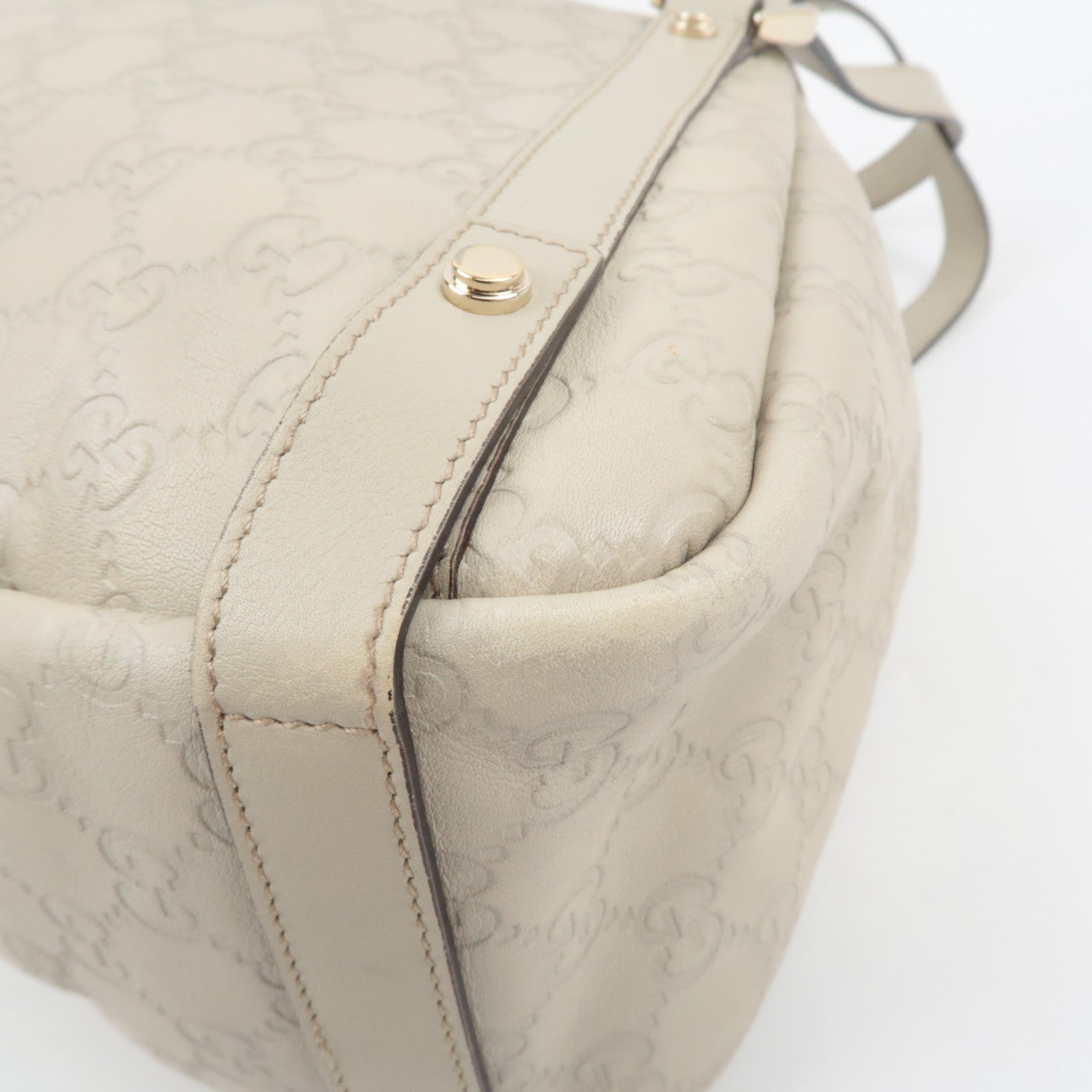 GUCCI Abbey Guccissima Leather Tote Bag Ivory 130736