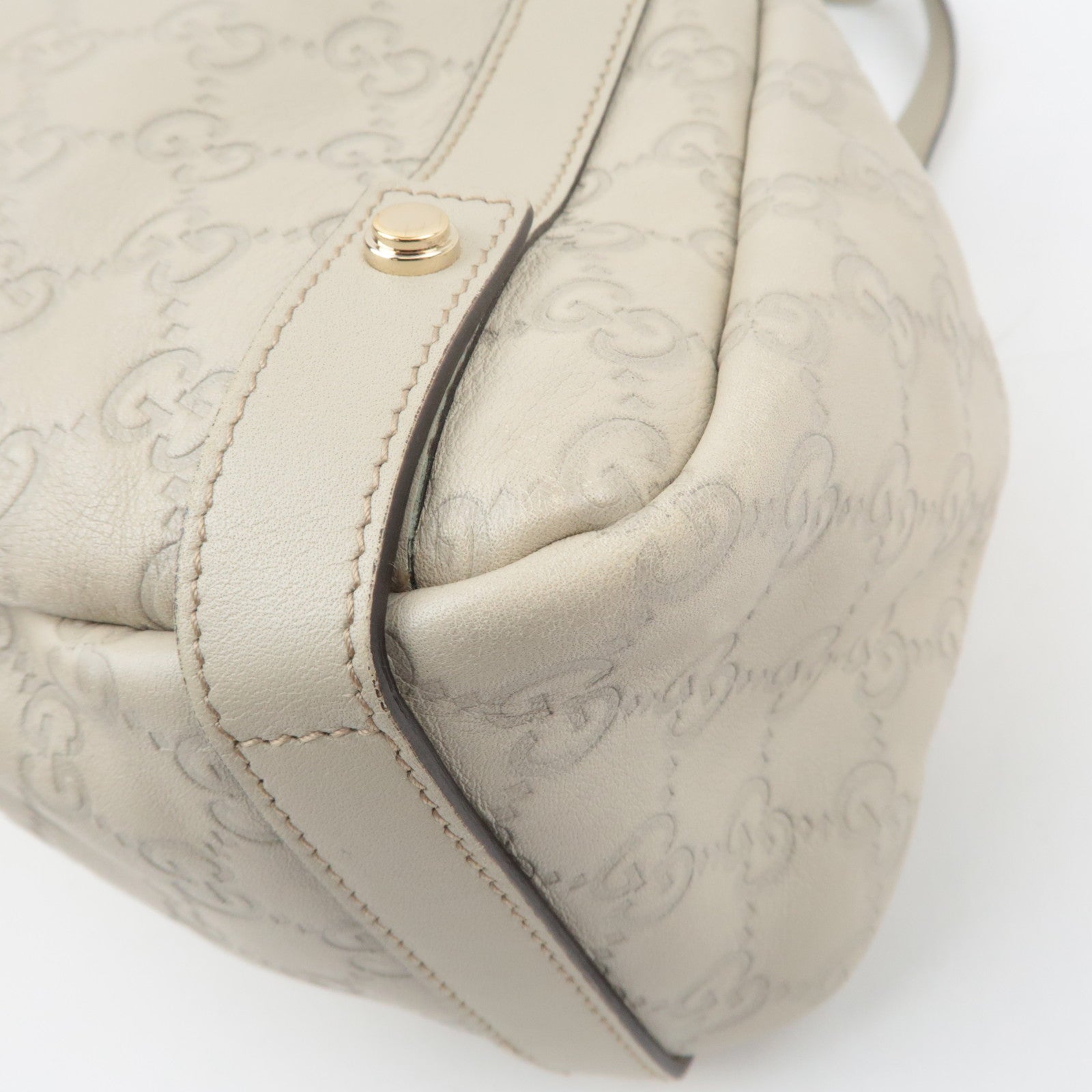 GUCCI Abbey Guccissima Leather Tote Bag Ivory 130736