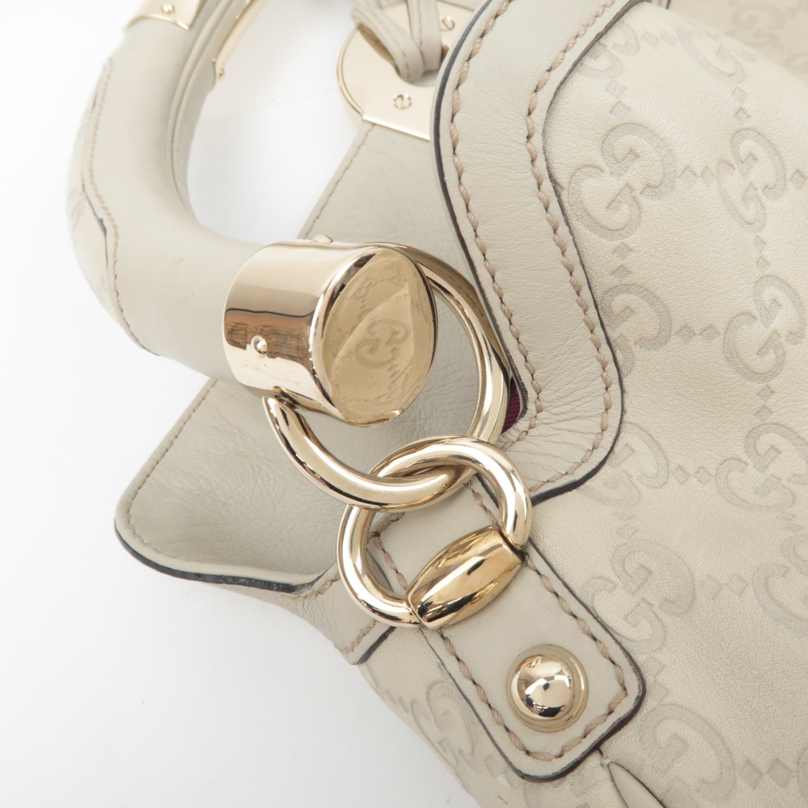 GUCCI Indy Bamboo Tassel Guccissima Leather 2Way Shoulder Bag Ivory 177139