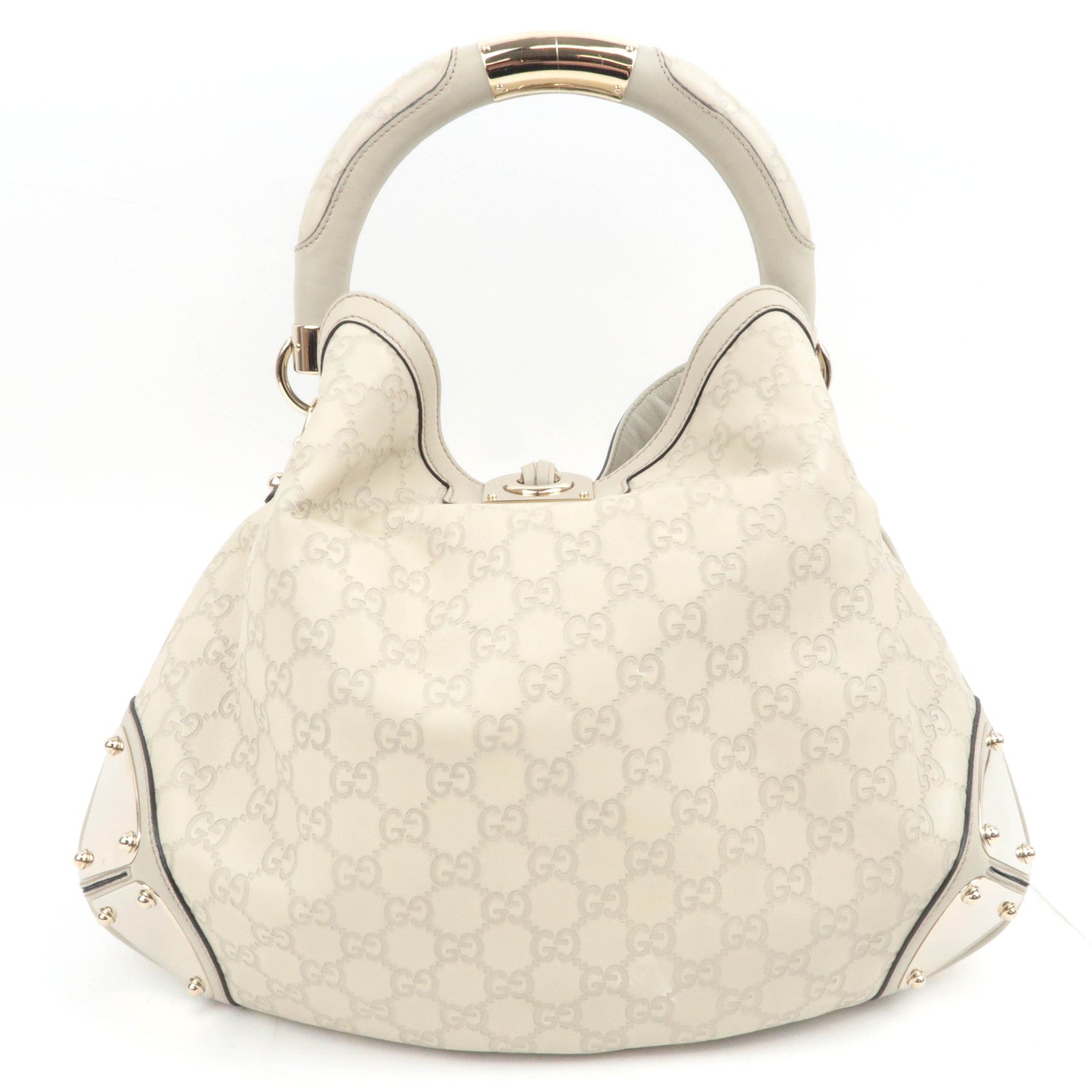 GUCCI Indy Bamboo Tassel Guccissima Leather 2Way Shoulder Bag Ivory 177139