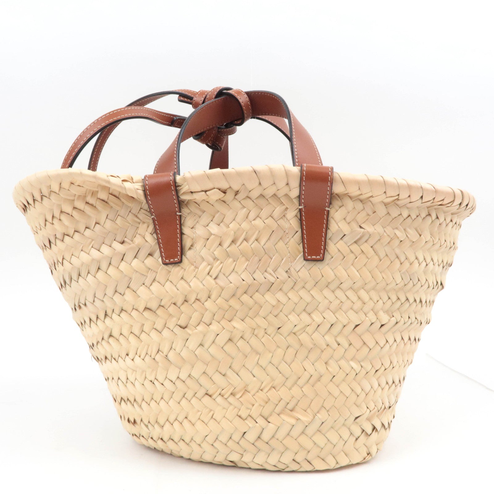 CELINE Triomphe Classic Panier 2Way Raffia Basket Bag Brown