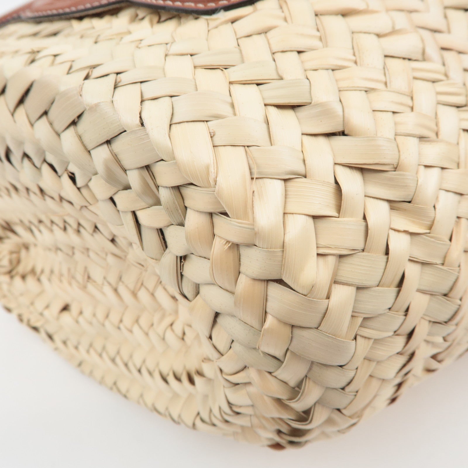 CELINE Triomphe Classic Panier 2Way Raffia Basket Bag Brown