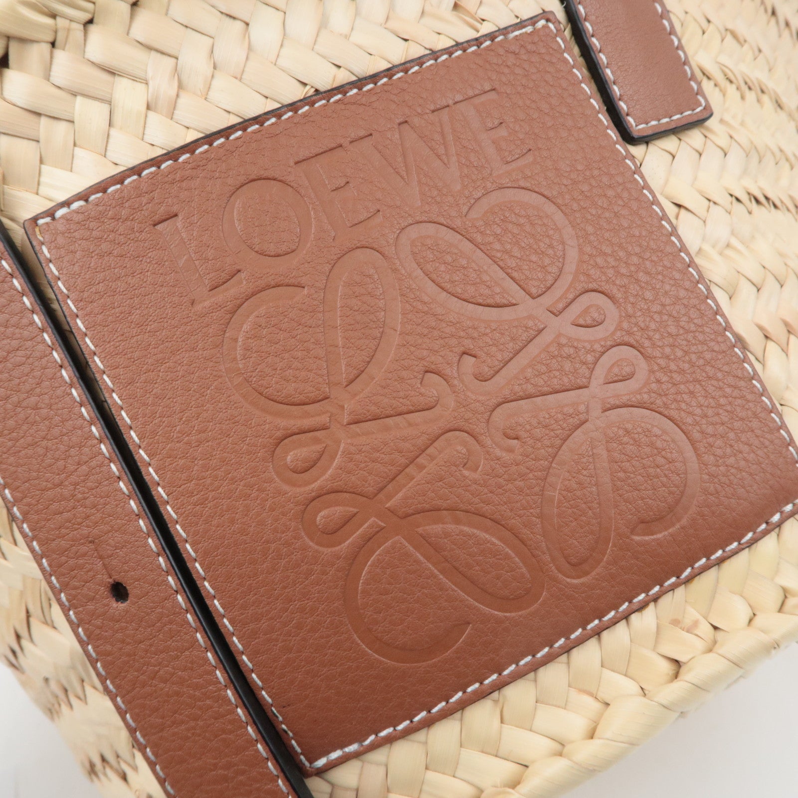 LOEWE Raffia Basket Bag Small Tan