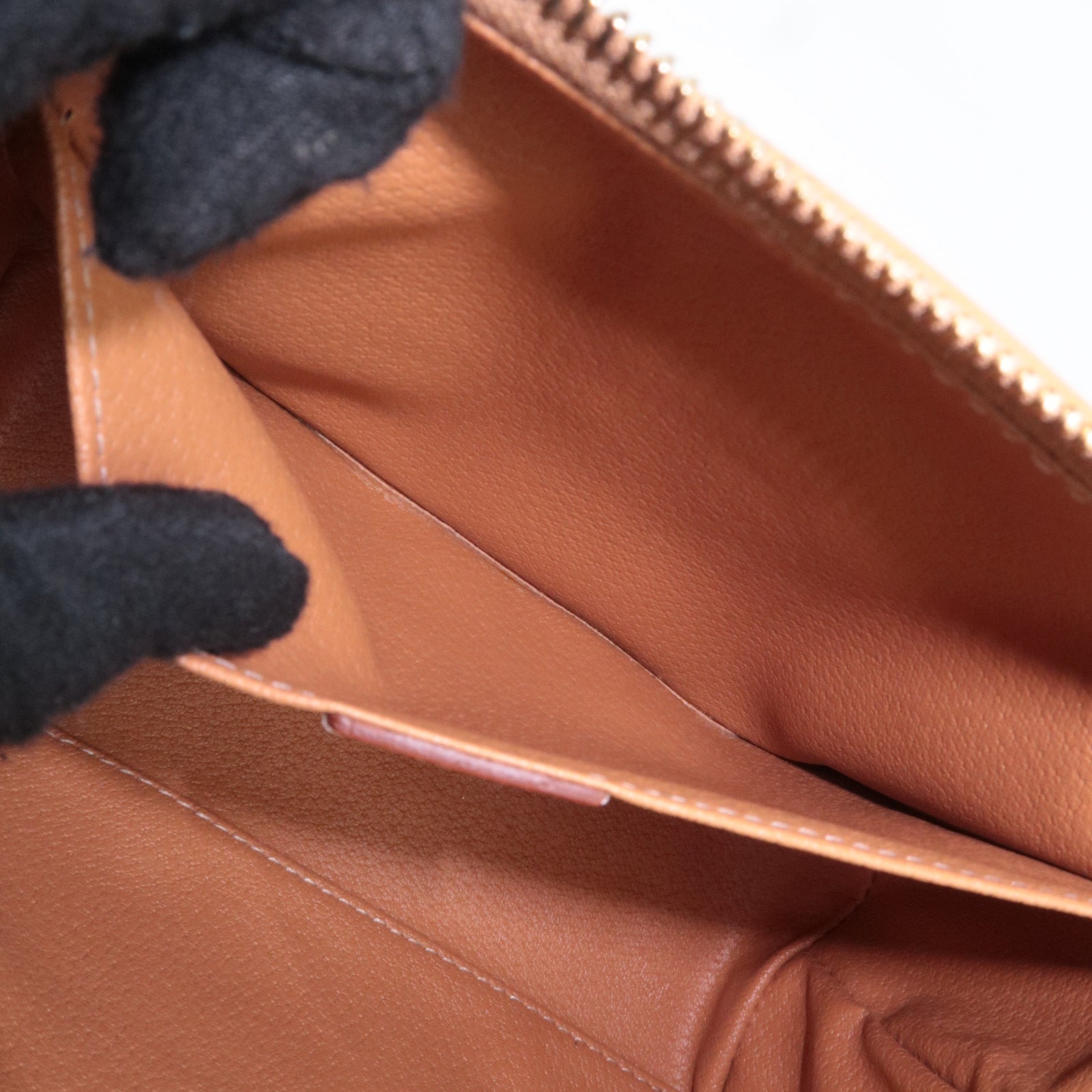 CELINE Macadam PVC Leather Cosmetic Pouch Brown