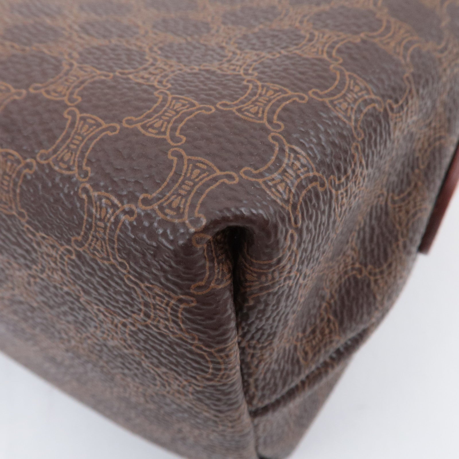 CELINE Macadam PVC Leather Cosmetic Pouch Brown