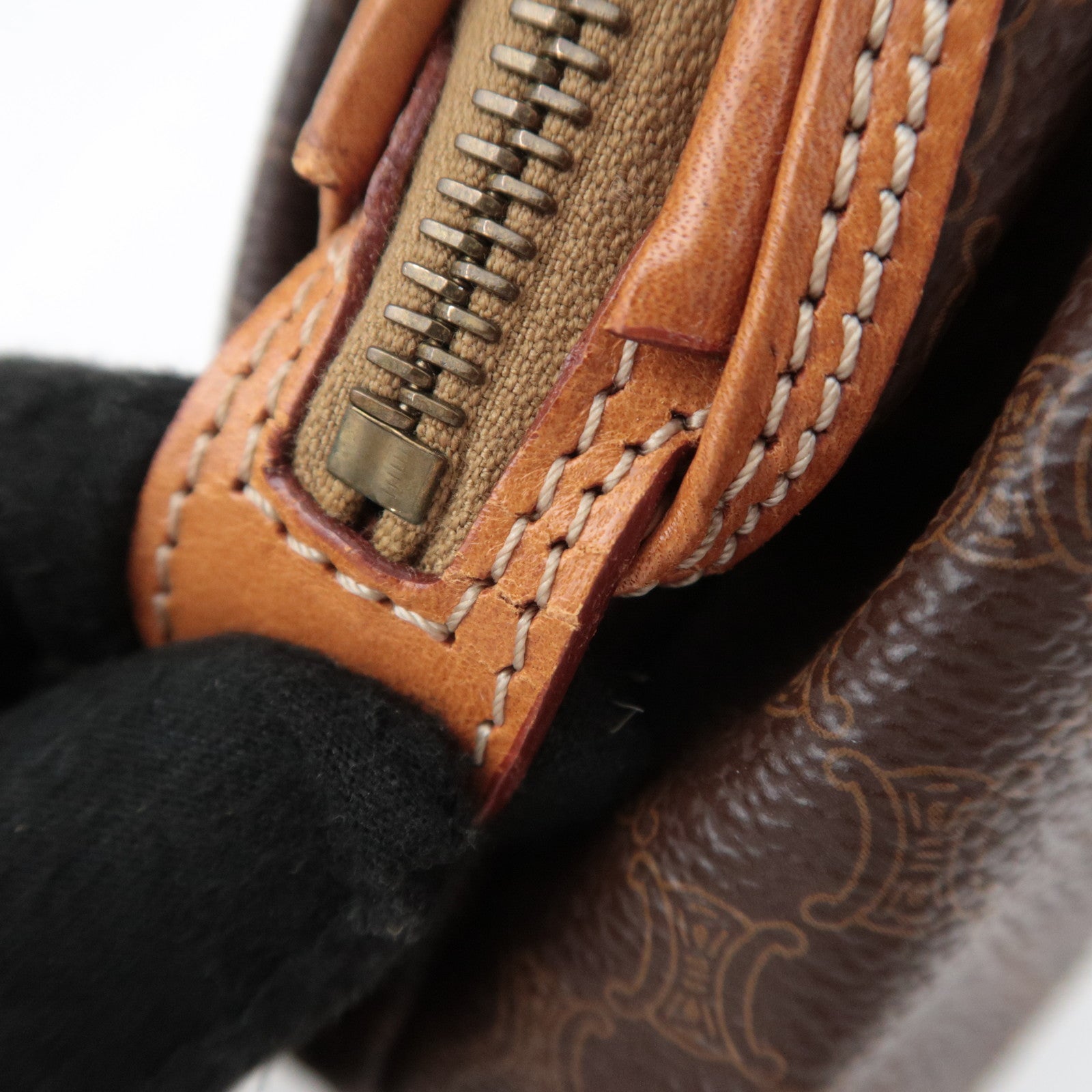 CELINE Macadam PVC Leather Pouch Brown