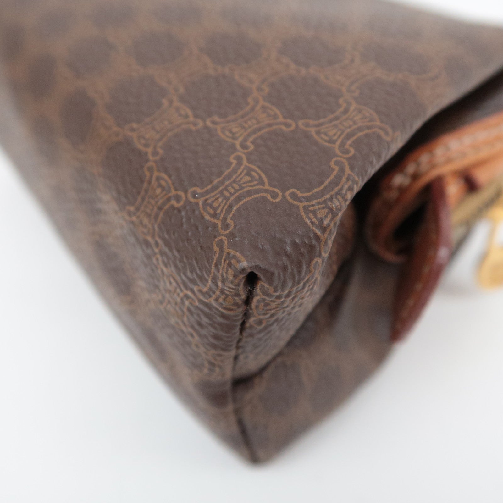 CELINE Macadam PVC Leather Pouch Brown