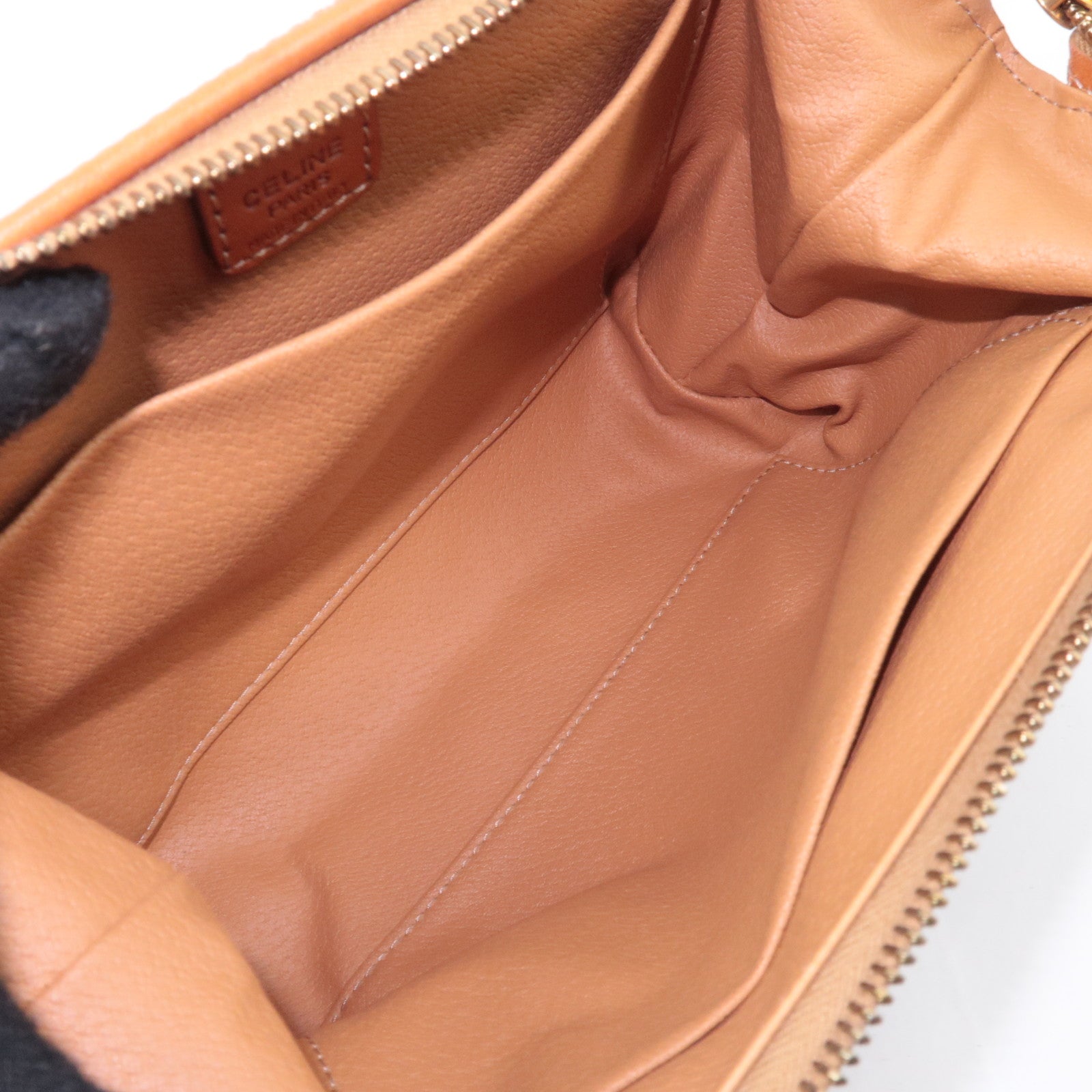 CELINE Macadam PVC Leather Cosmetic Pouch Brown