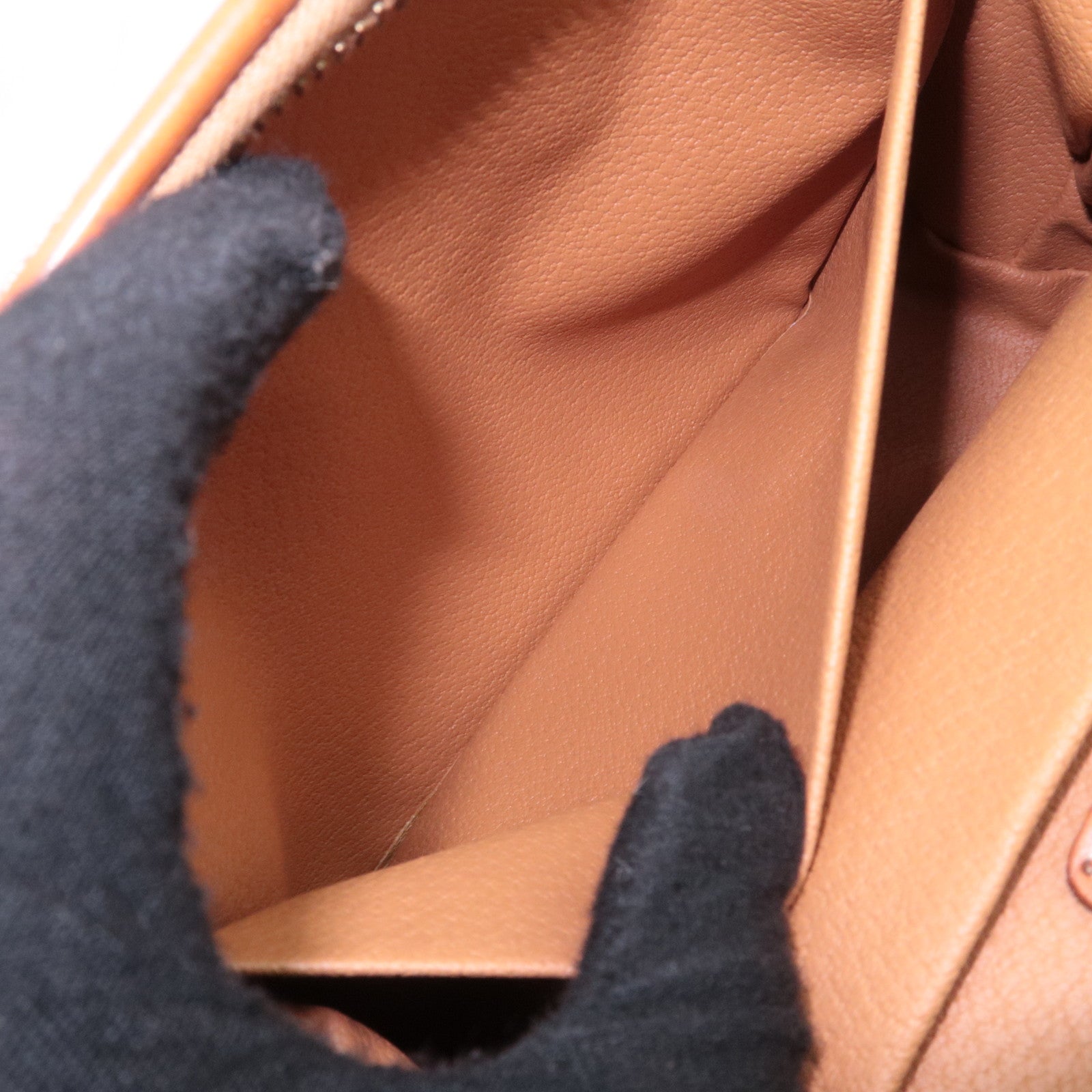 CELINE Macadam PVC Leather Cosmetic Pouch Brown