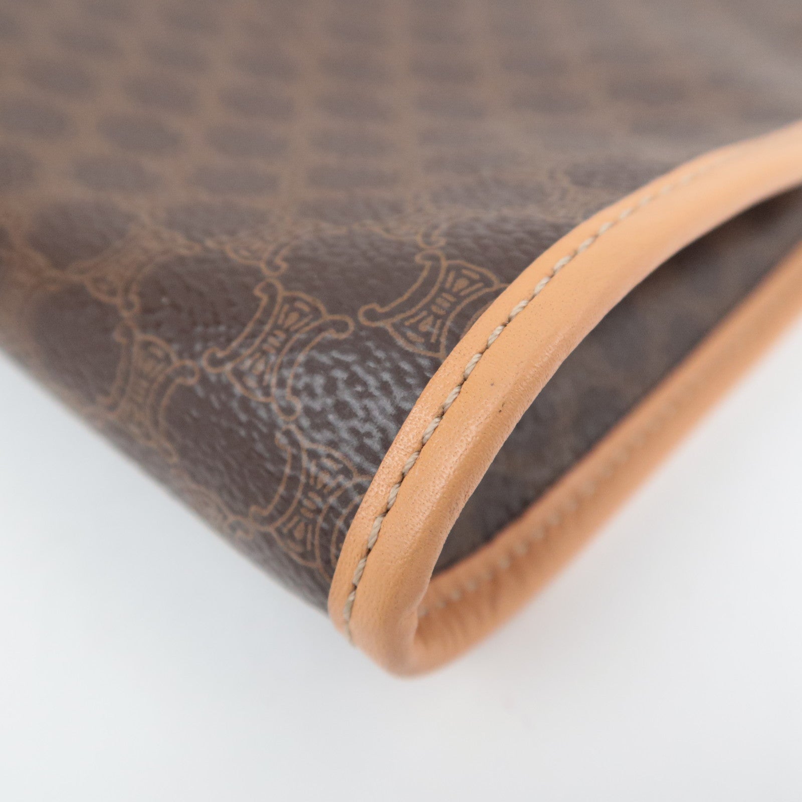 CELINE Macadam PVC Leather Clutch Bag Brown