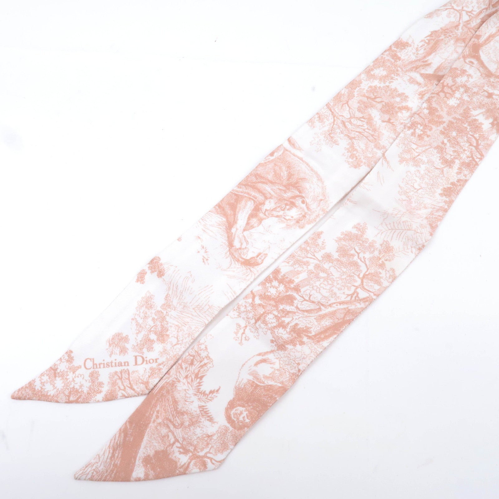 Christian Dior Mitzah Scarf Animal Print 100% Silk Beige
